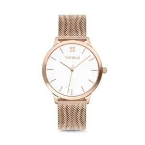 1302 Rose Gold Case/White Dial Rose Mesh Band Watch