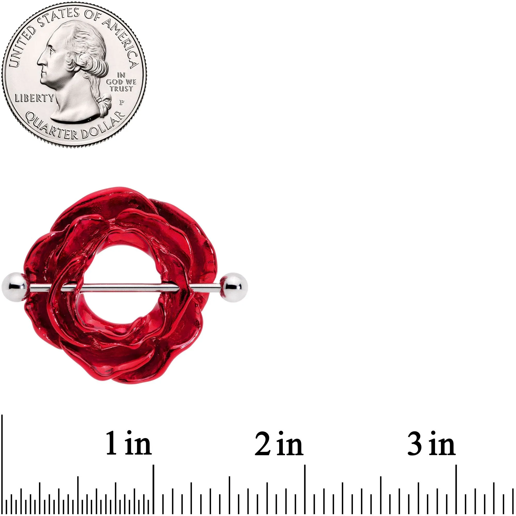 14 Gauge 33mm Red Blooming Blossom Flower Nipple Shield Set