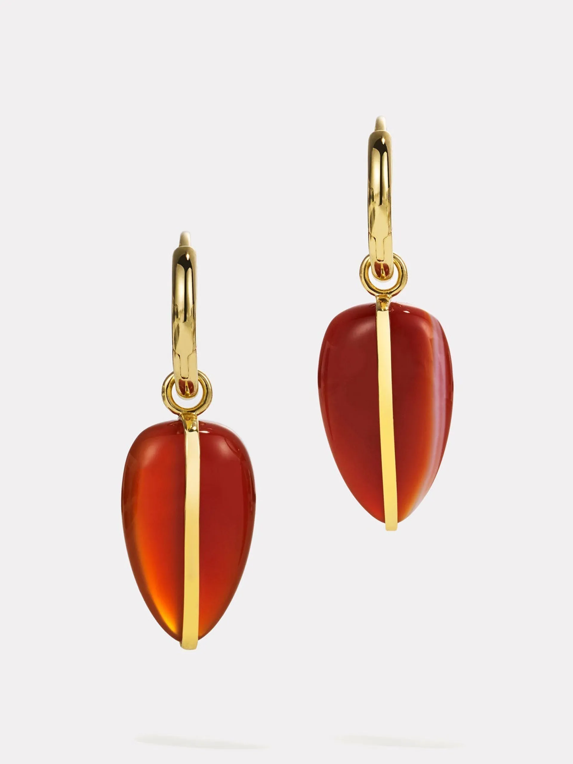 14K pebble earrings red carnelian
