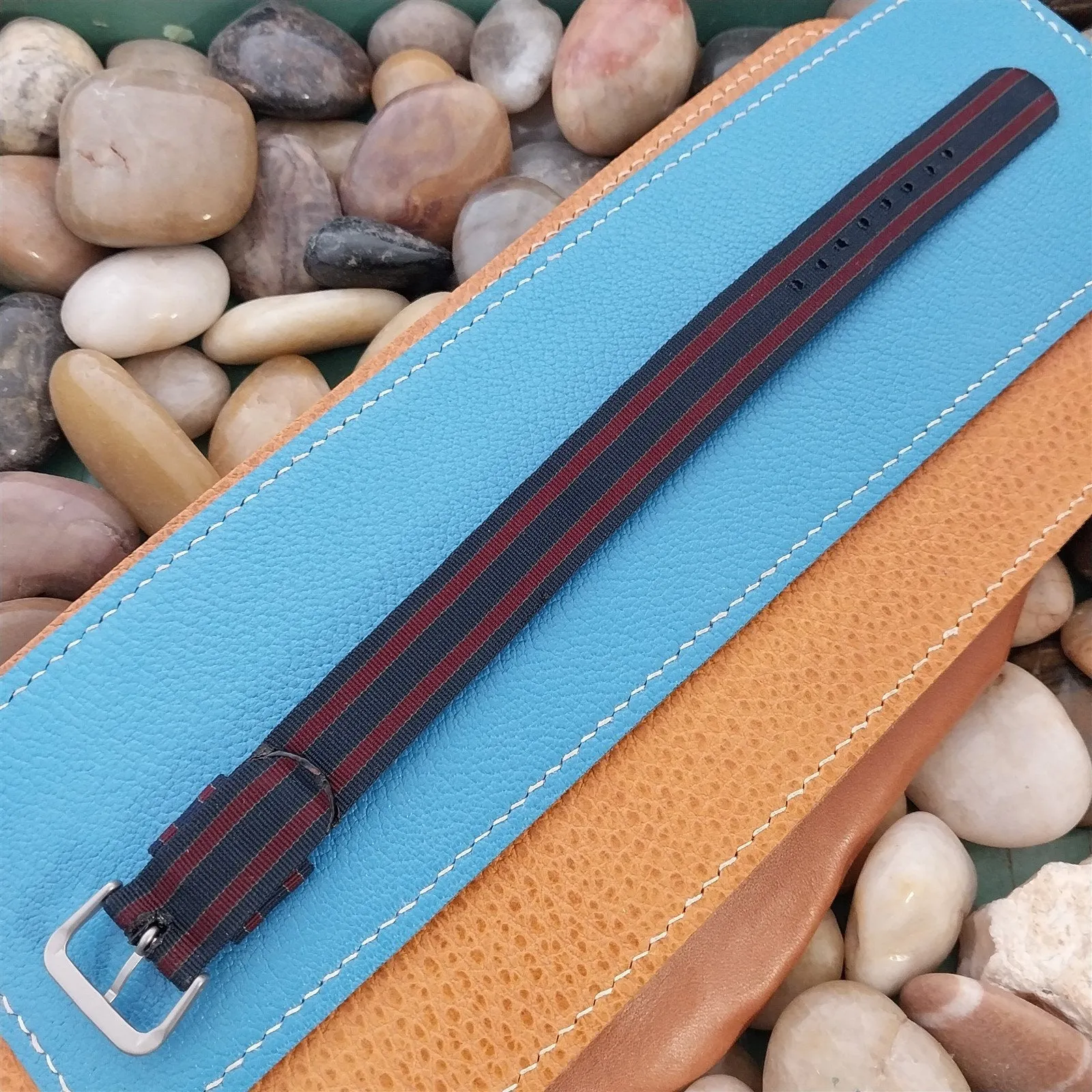 17mm Kreisler Single Pass Striped Nylon Unused Classic 1950s Vintage Watch Band