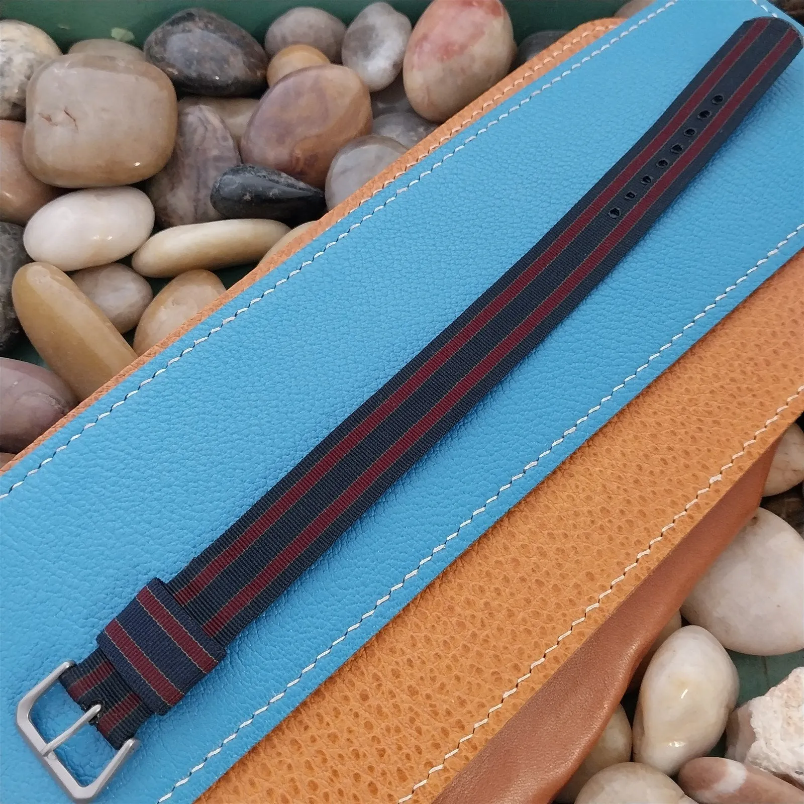 17mm Kreisler Single Pass Striped Nylon Unused Classic 1950s Vintage Watch Band