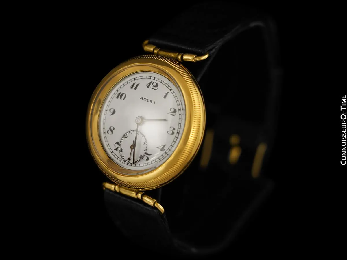 1924 Rolex "Submarine" Full Hermetic Pre-Oyster Vintage Mens Watch - 18K Gold