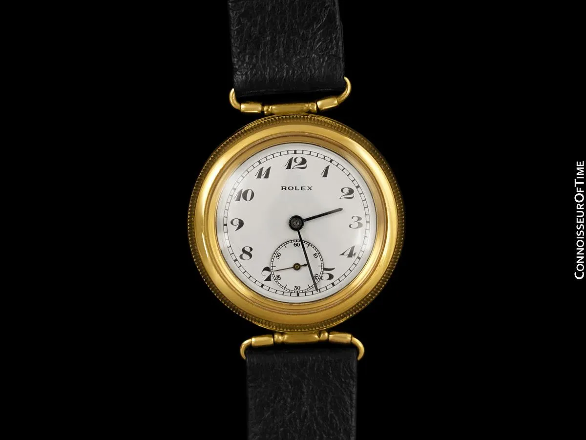 1924 Rolex "Submarine" Full Hermetic Pre-Oyster Vintage Mens Watch - 18K Gold