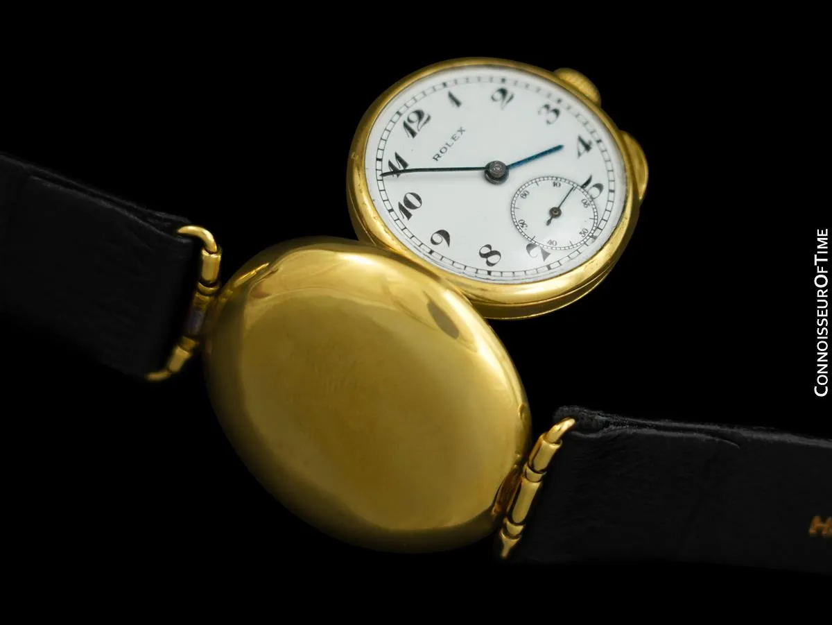 1924 Rolex "Submarine" Full Hermetic Pre-Oyster Vintage Mens Watch - 18K Gold