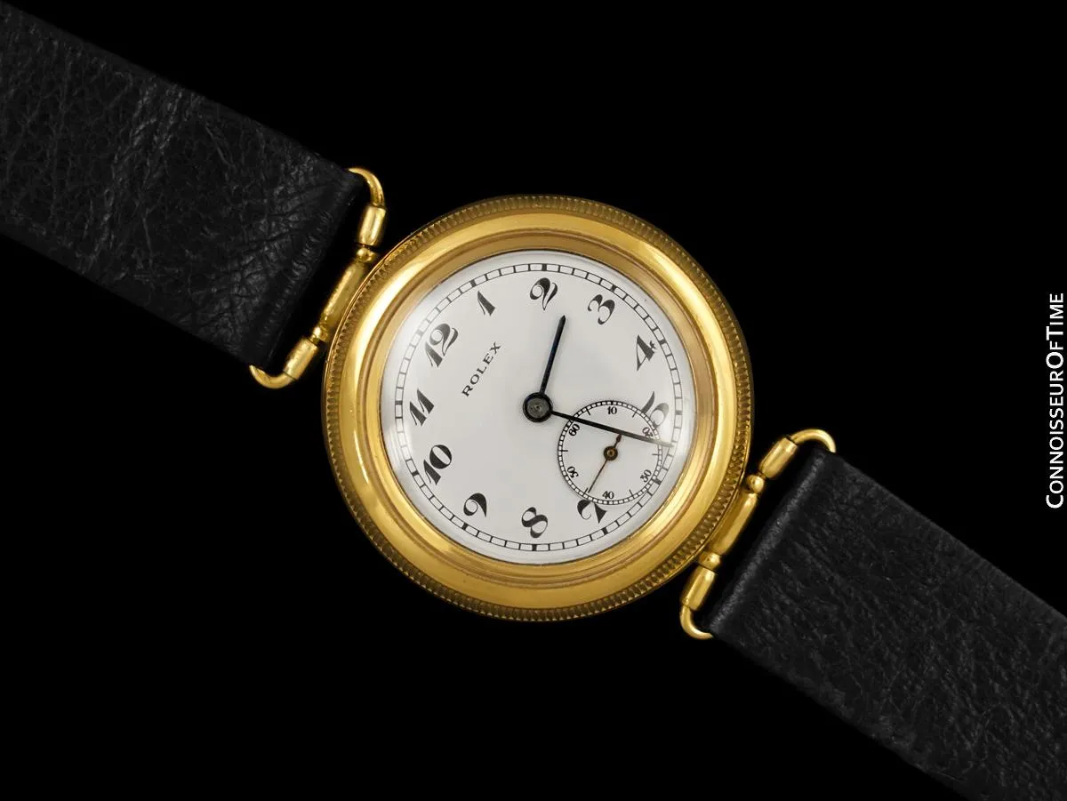 1924 Rolex "Submarine" Full Hermetic Pre-Oyster Vintage Mens Watch - 18K Gold