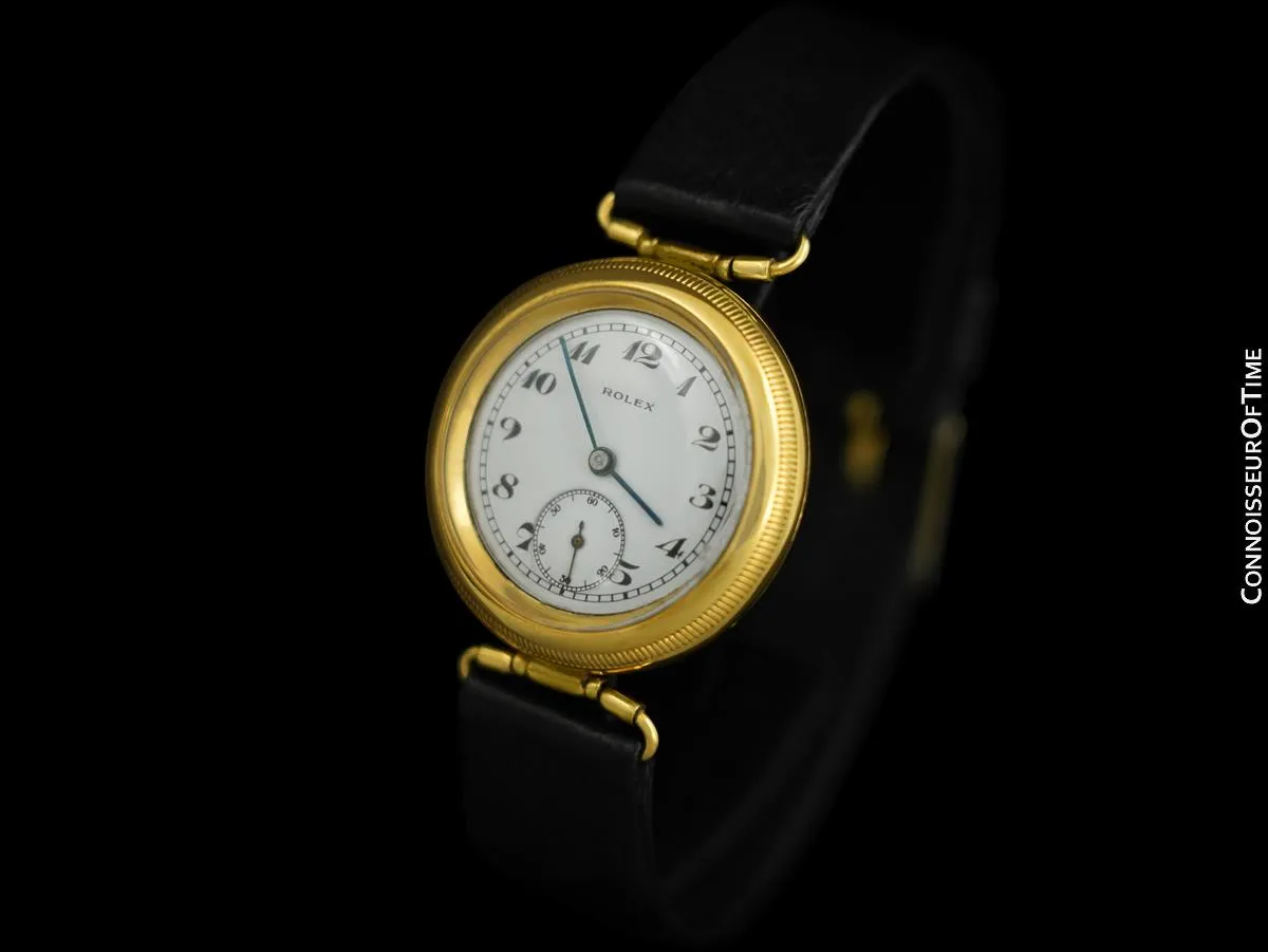 1924 Rolex "Submarine" Full Hermetic Pre-Oyster Vintage Mens Watch - 18K Gold