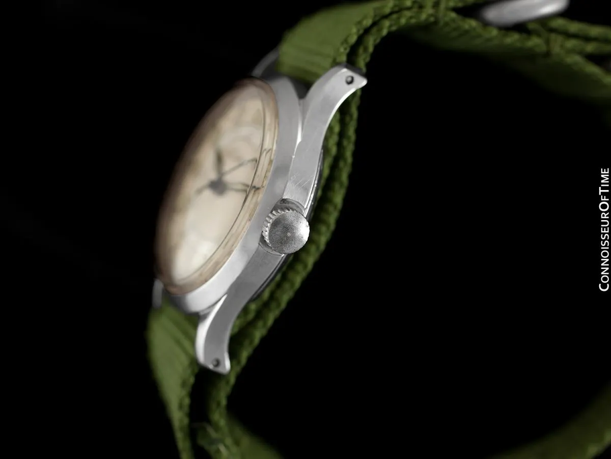 1944 Jaeger LeCoultre Vintage Mens Midsize Watch, 24 Hour Military Style - Stainless Steel