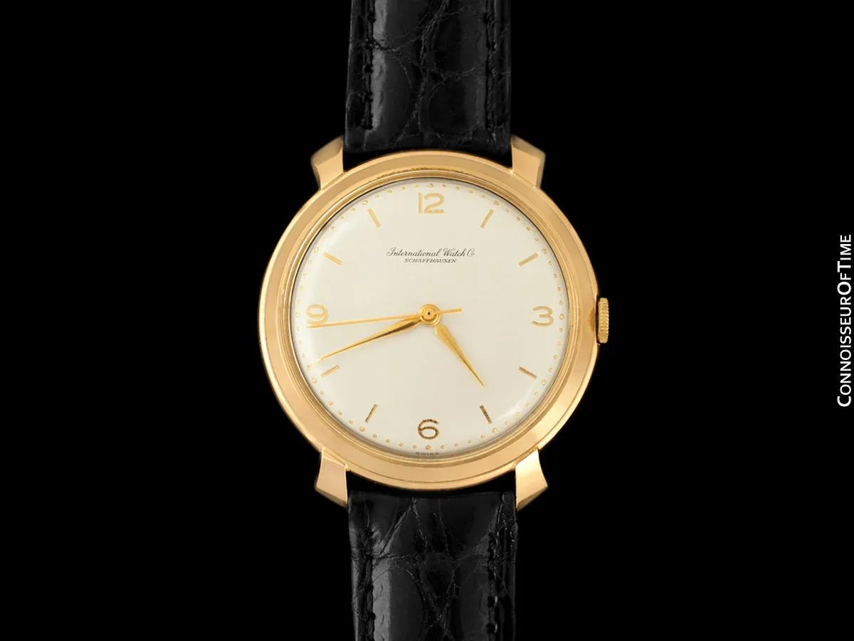 1963 Vintage IWC Mens Large Caliber 89 37mm Watch with Ribbon Lugs - 18K Rose Gold