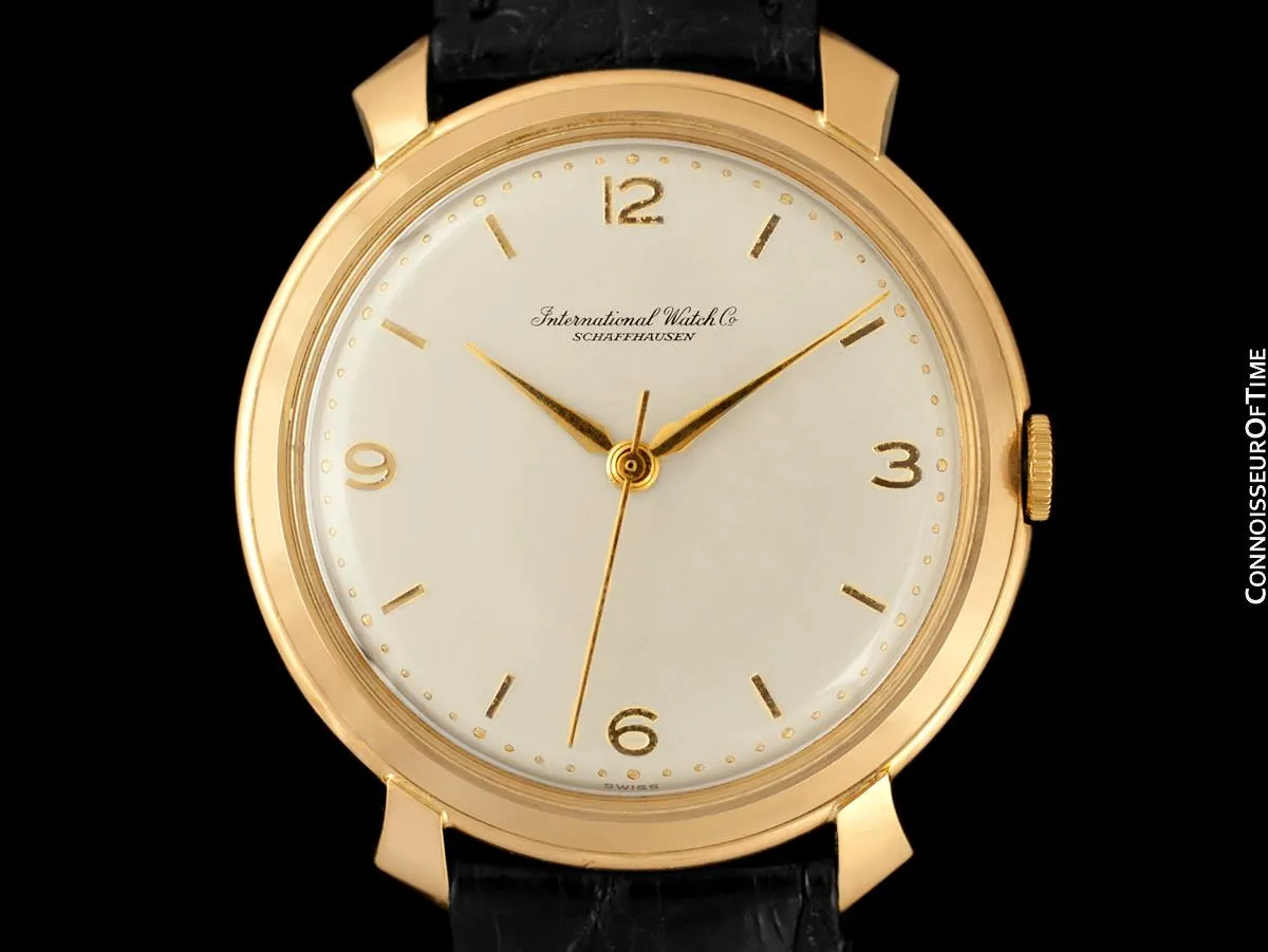 1963 Vintage IWC Mens Large Caliber 89 37mm Watch with Ribbon Lugs - 18K Rose Gold
