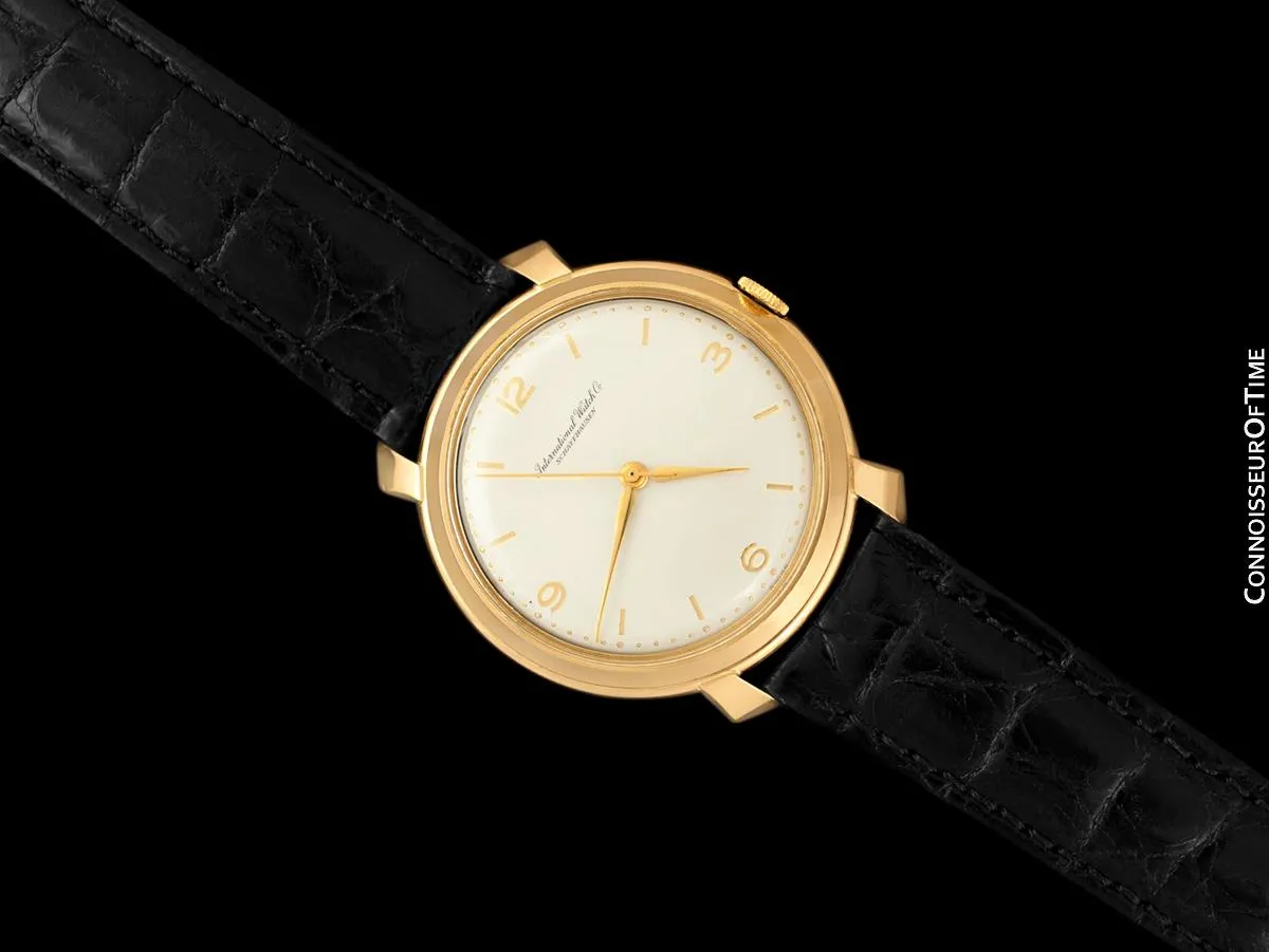 1963 Vintage IWC Mens Large Caliber 89 37mm Watch with Ribbon Lugs - 18K Rose Gold