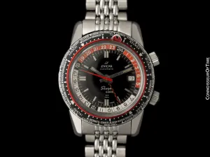1964 Enicar Sherpa Guide 33 GMT World Time Mens Pilots Compressor Watch, Extra Large Size - Stainless Steel
