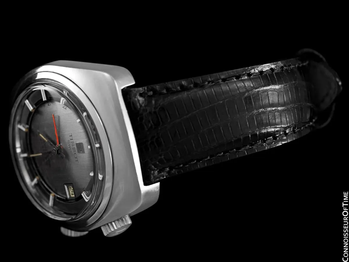 1974 Tissot Navogator Sonorous Classic Full Size Mens Alarm Reveil Watch - Stainless Steel