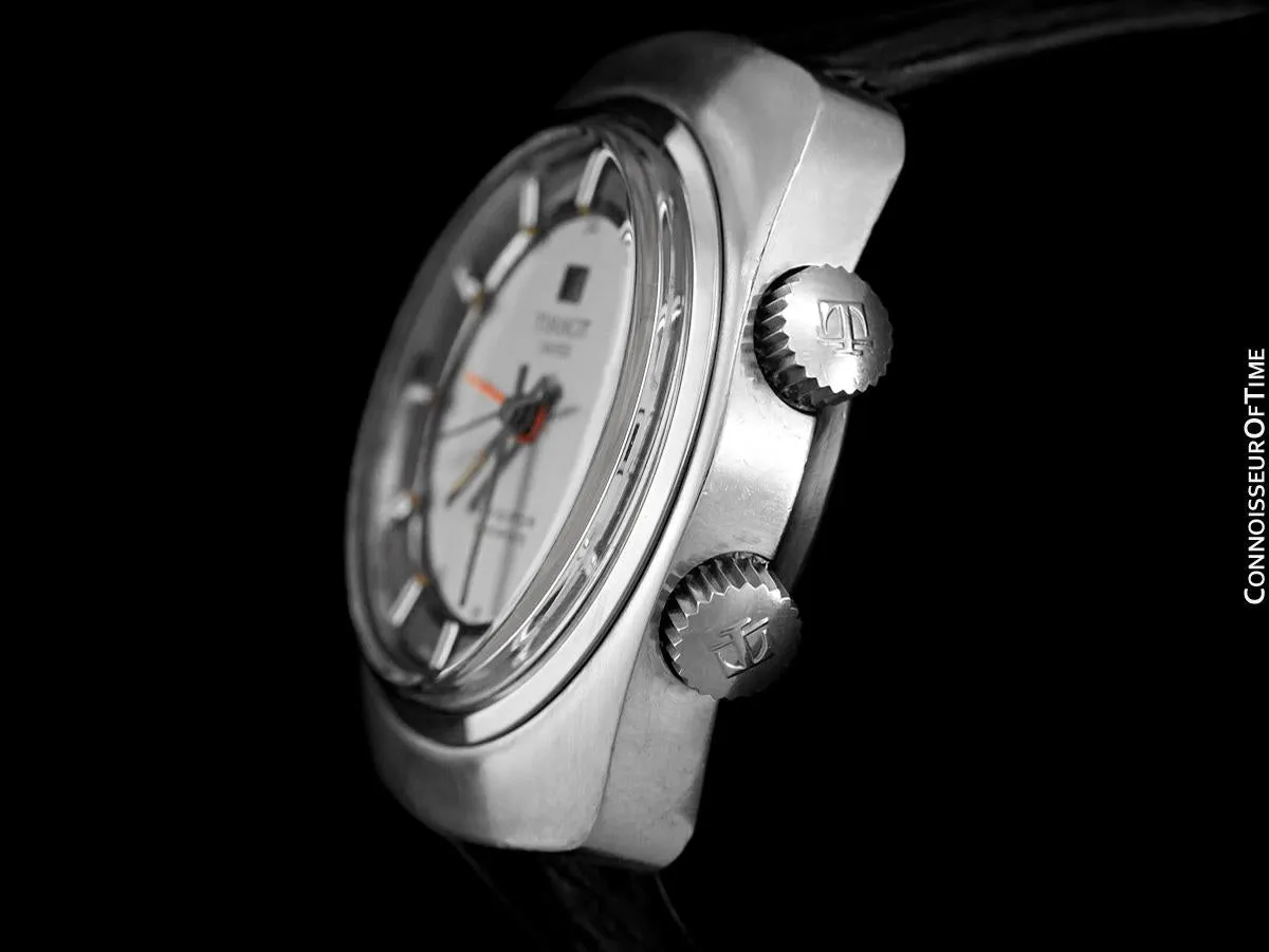 1974 Tissot Navogator Sonorous Classic Full Size Mens Alarm Reveil Watch - Stainless Steel