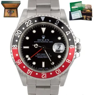 1997 UNPOLISHED Rolex GMT-Master II Coke GREEN STICKER TRITIUM 16710 FULL SET