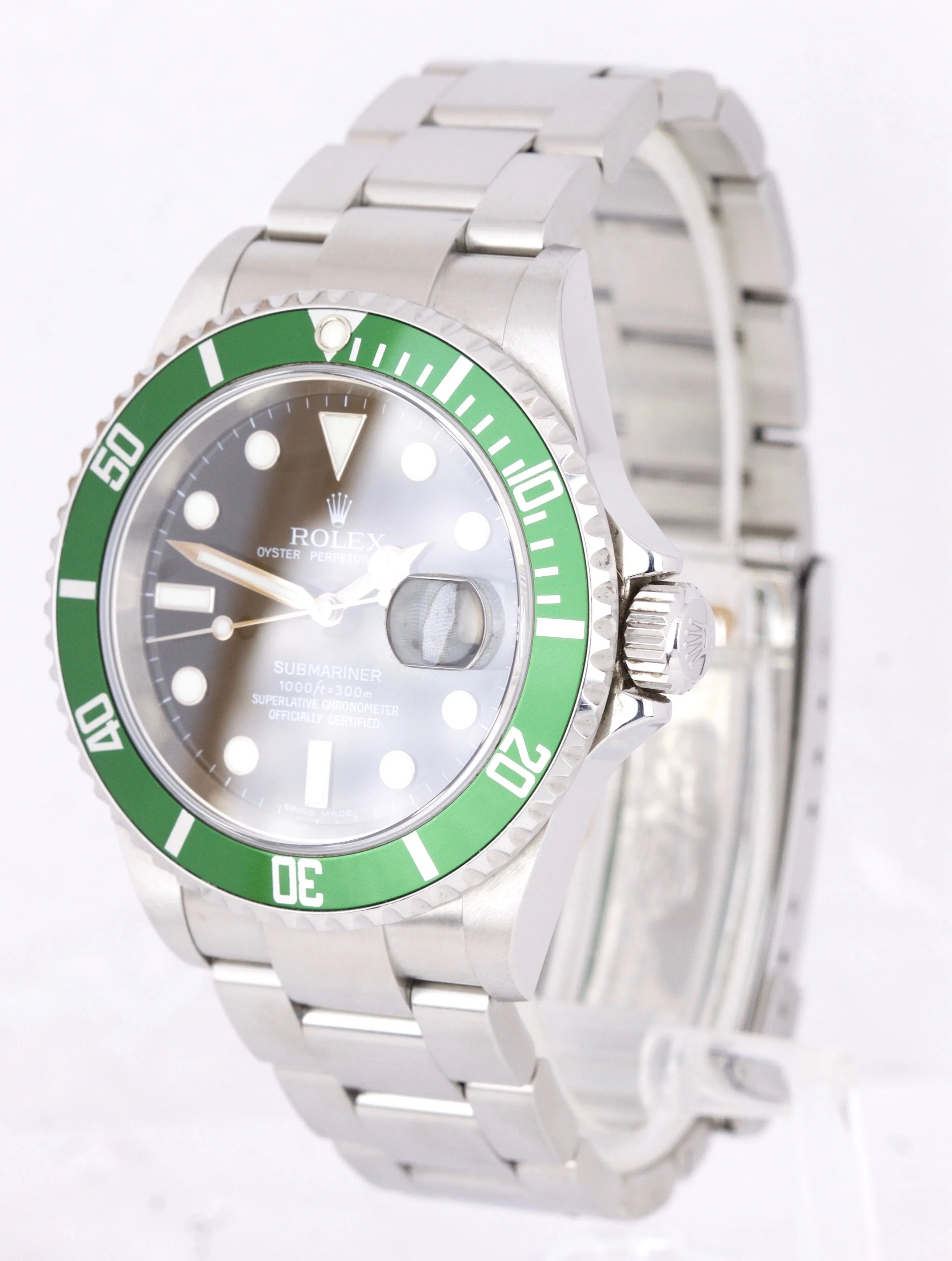 2007 UNPOLISHED Rolex Submariner Kermit GREEN STICKER 50th Anniversary 16610 LV