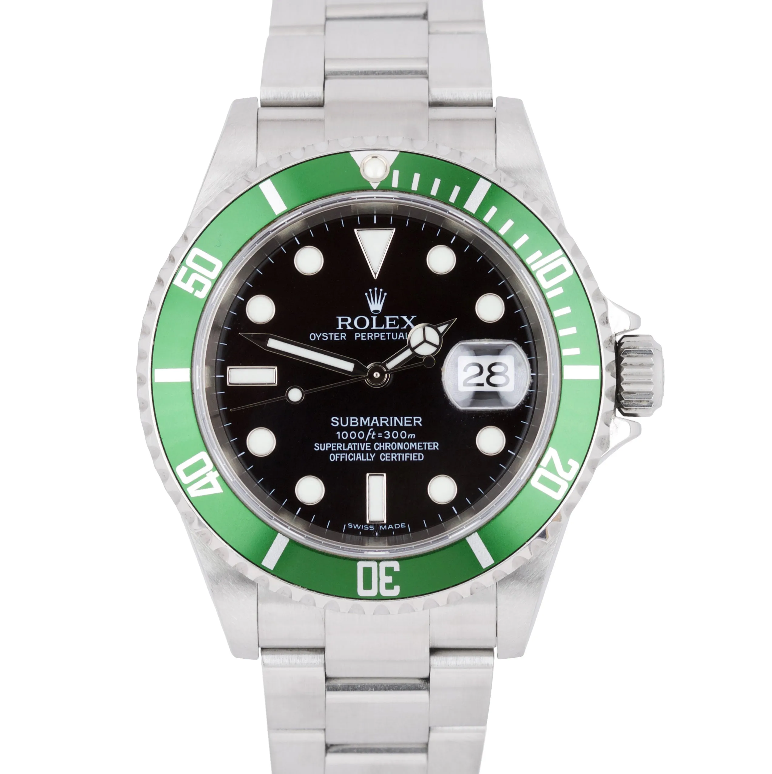 2007 UNPOLISHED Rolex Submariner Kermit GREEN STICKER 50th Anniversary 16610 LV