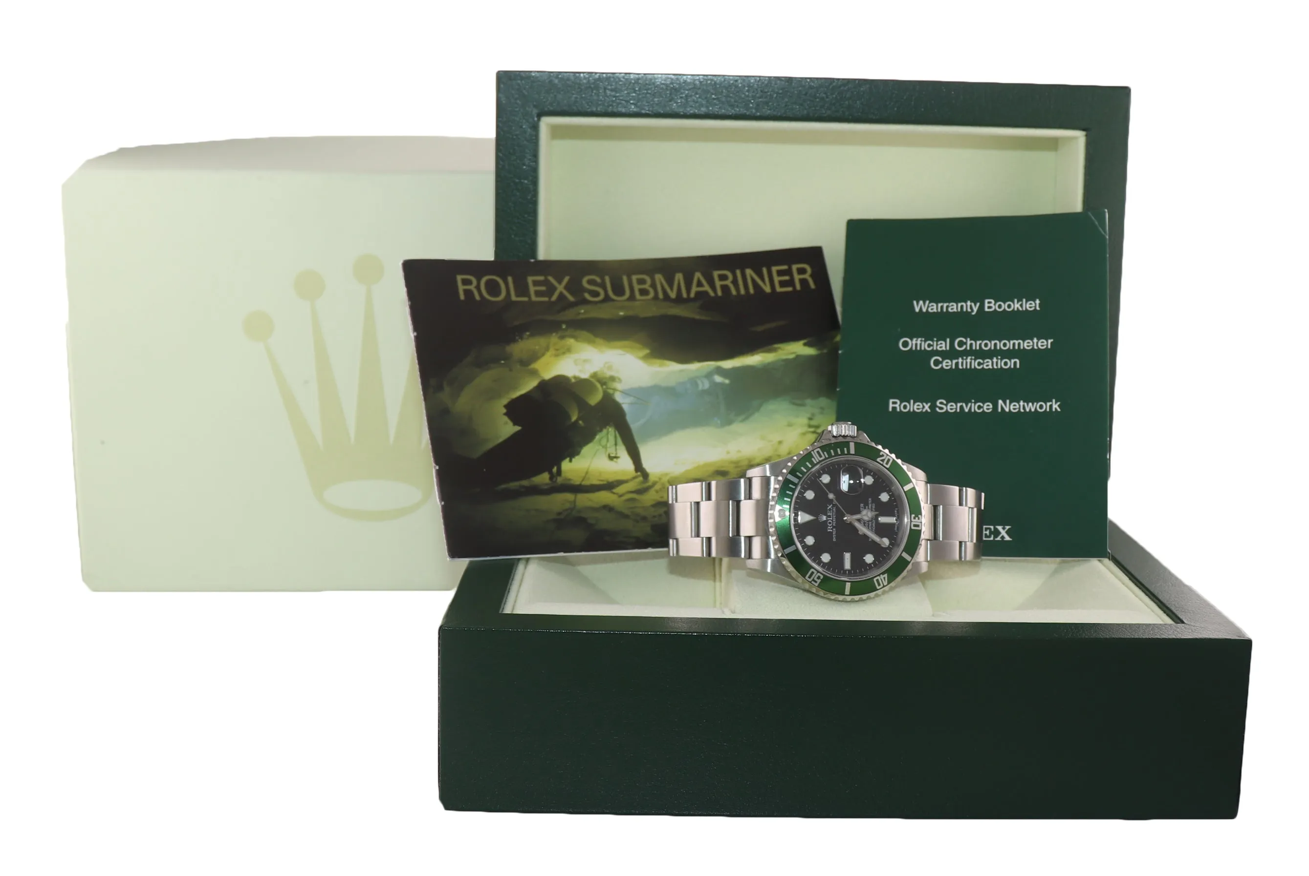 2008 UNPOLISHED Rolex 16610LV Rolex Green Submariner Kermit Watch Box