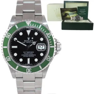 2008 UNPOLISHED Rolex 16610LV Rolex Green Submariner Kermit Watch Box