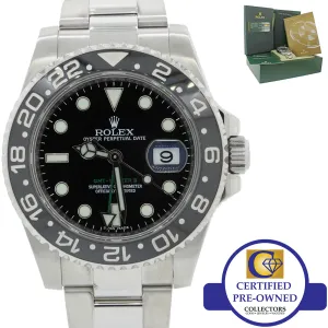 2012 PAPERS Rolex GMT Master II 116710 Steel Ceramic 40mm Black Watch Box