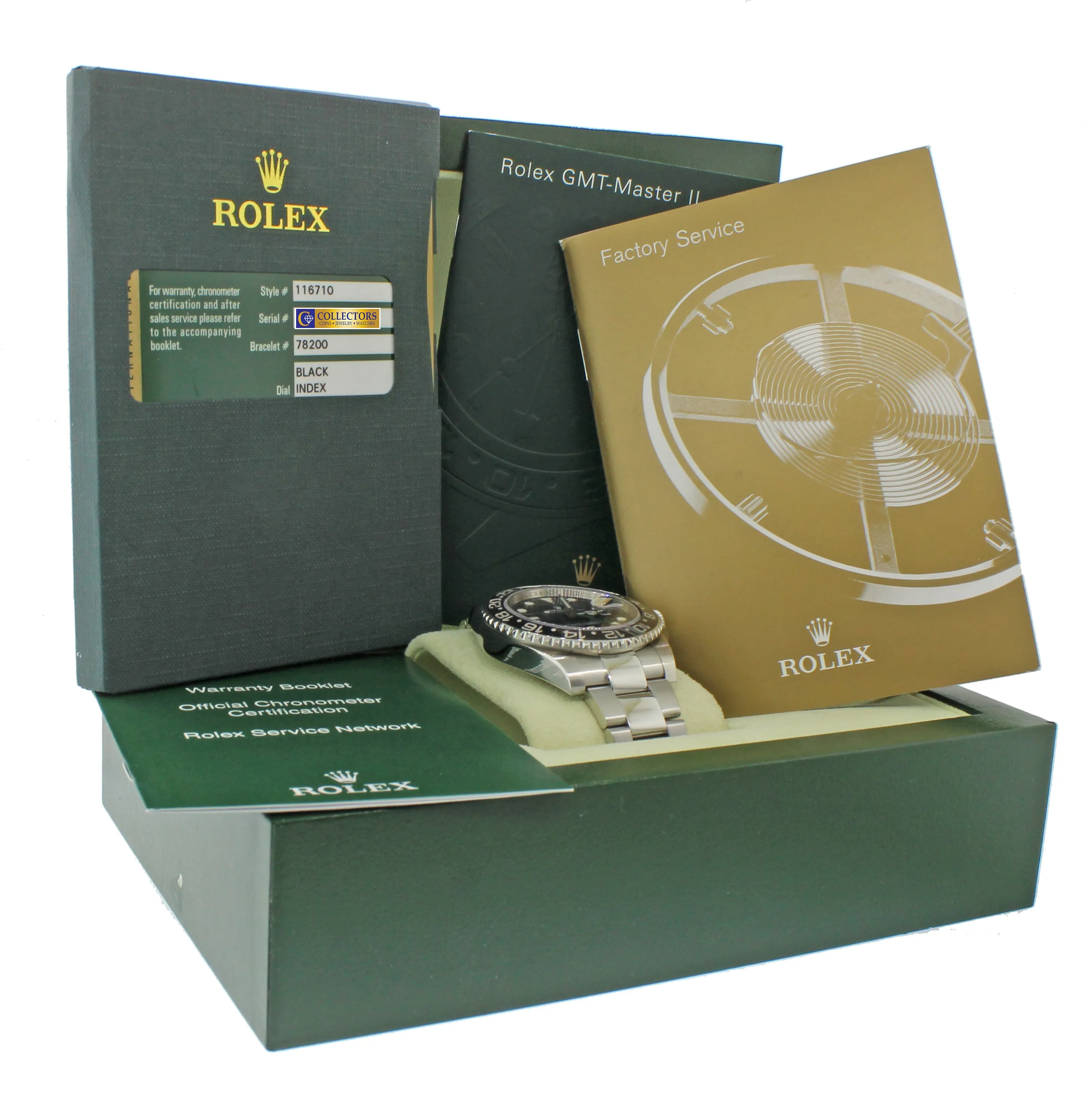 2012 PAPERS Rolex GMT Master II 116710 Steel Ceramic 40mm Black Watch Box