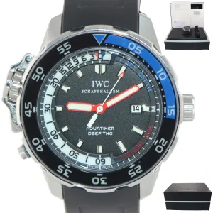 2014 PAPERS IWC Aquatimer Deep Two 3547-02 Steel Black Date 46mm Dive Watch