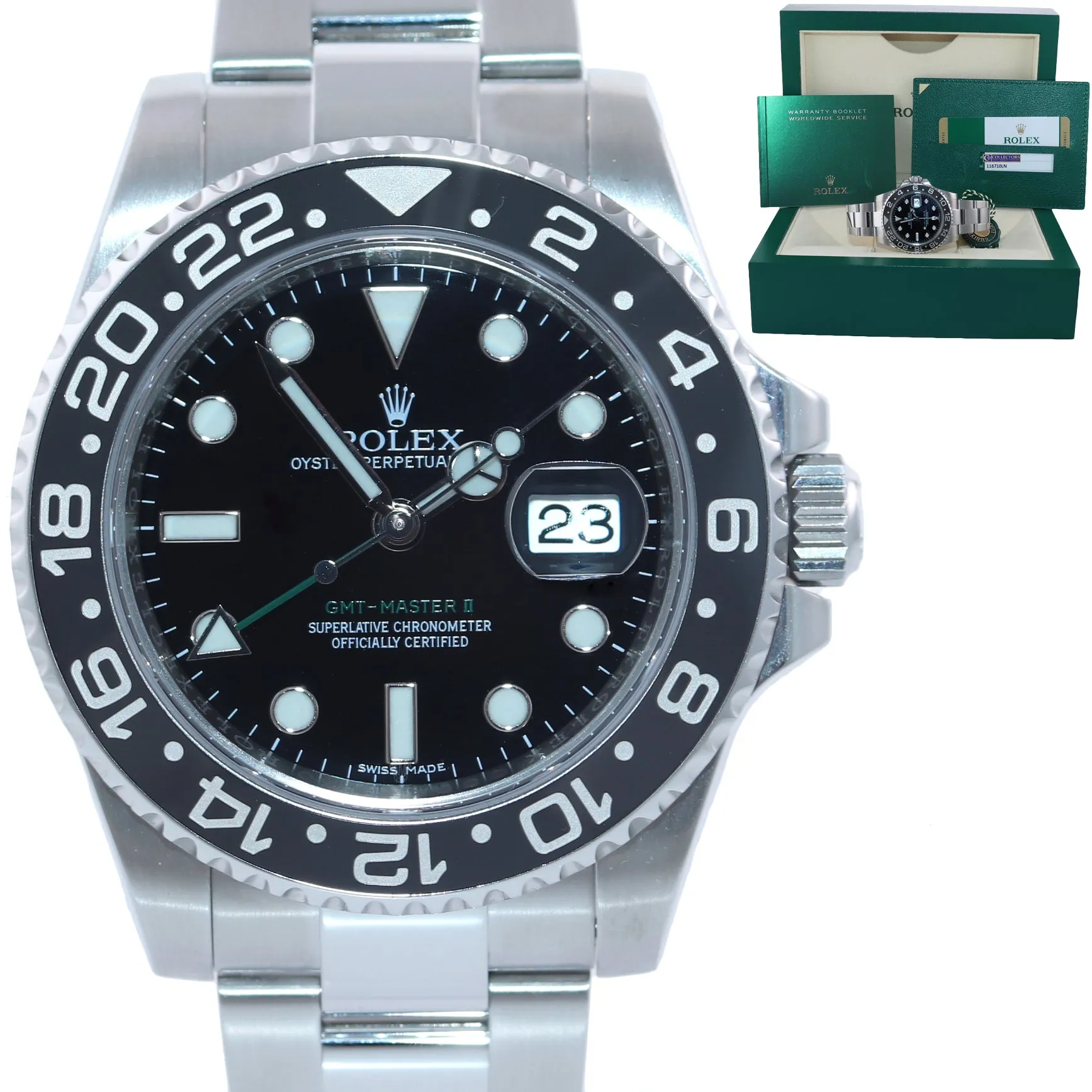 2014 PAPERS Rolex GMT Master II 116710LN Steel Ceramic Black Ceramic Watch Box