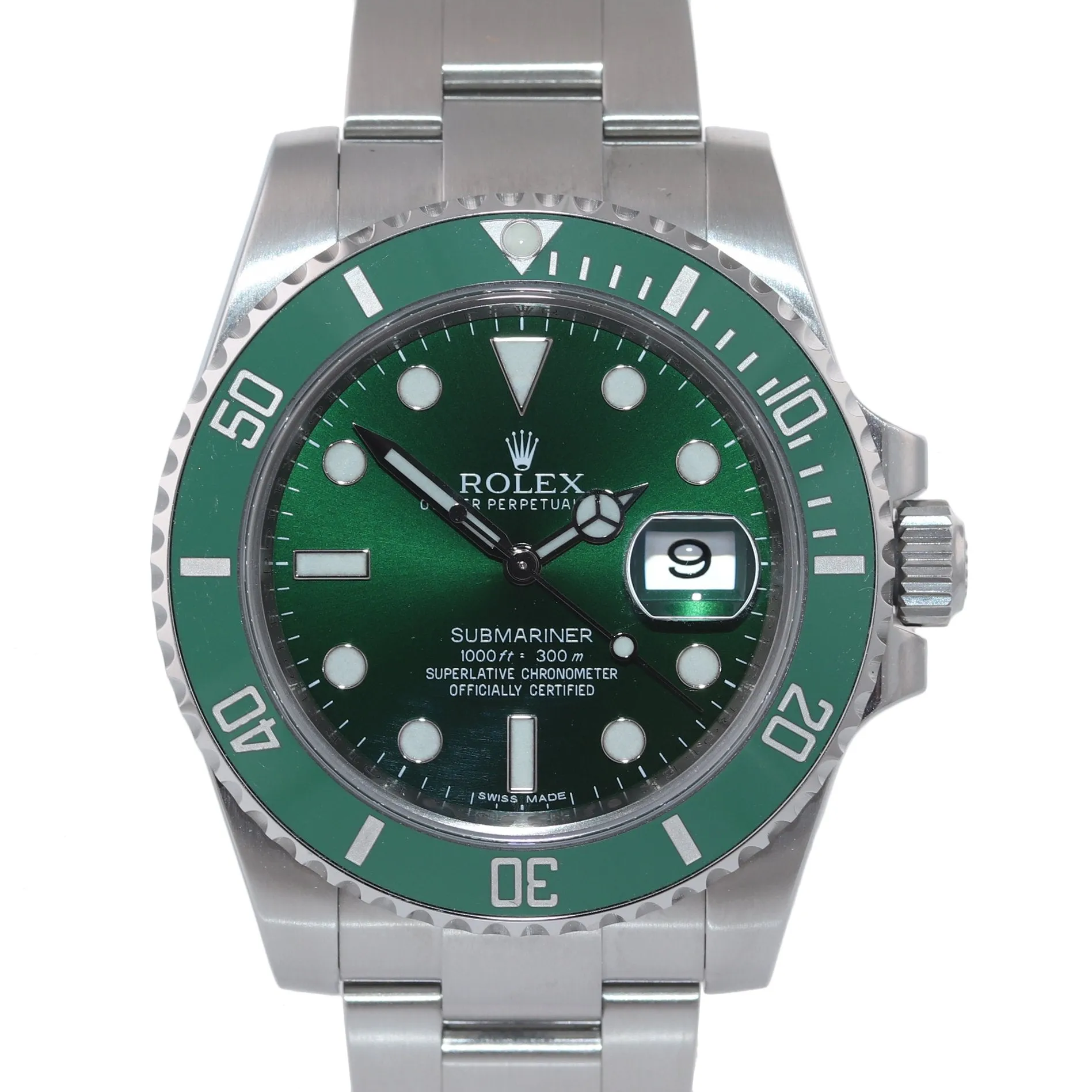 2015 PAPERS Rolex Submariner Hulk Green Ceramic 116610LV Steel Watch Box