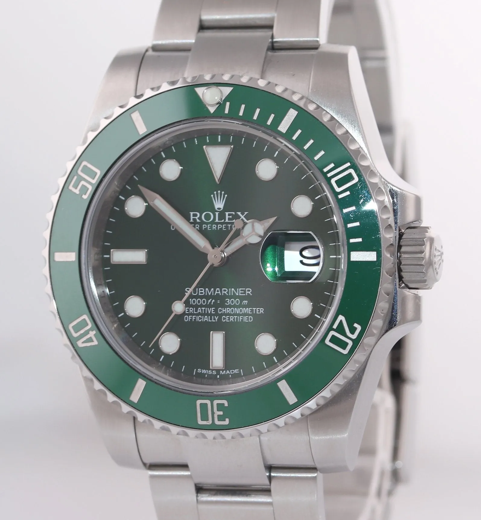2015 PAPERS Rolex Submariner Hulk Green Ceramic 116610LV Steel Watch Box