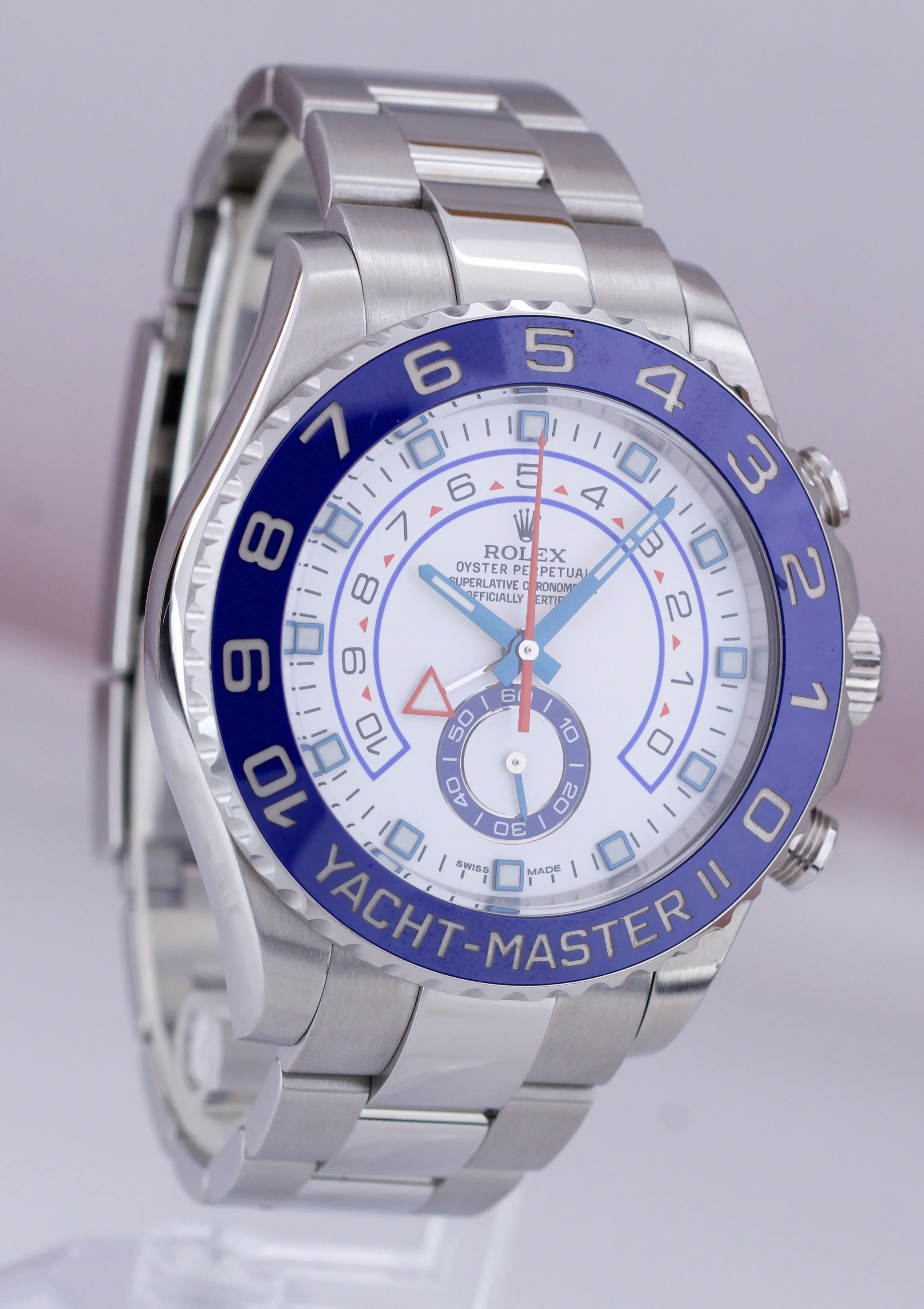 2016 Rolex Yacht-Master II 44mm Stainless White Blue Ceramic 116680 Watch B P