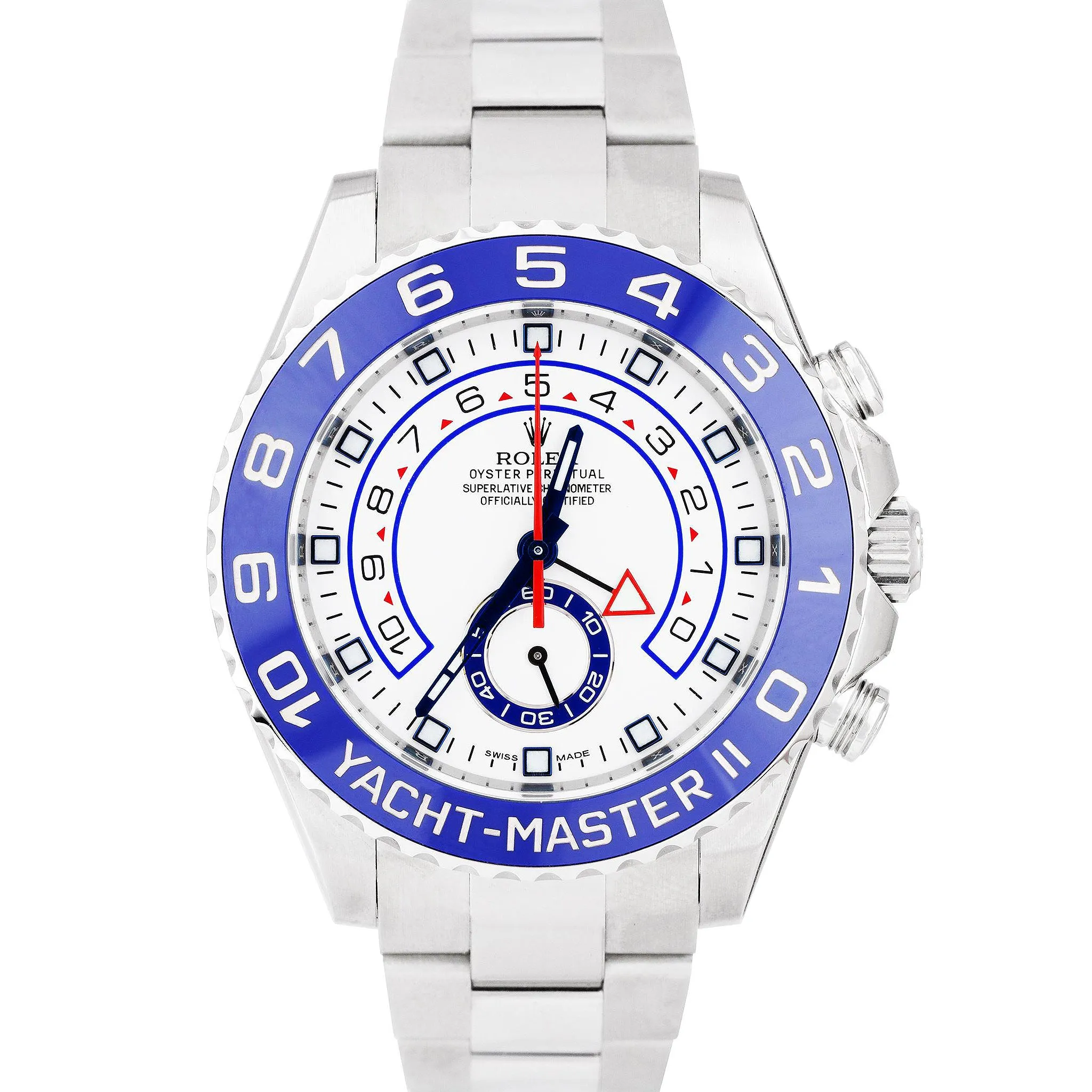 2016 Rolex Yacht-Master II 44mm Stainless White Blue Ceramic 116680 Watch B P