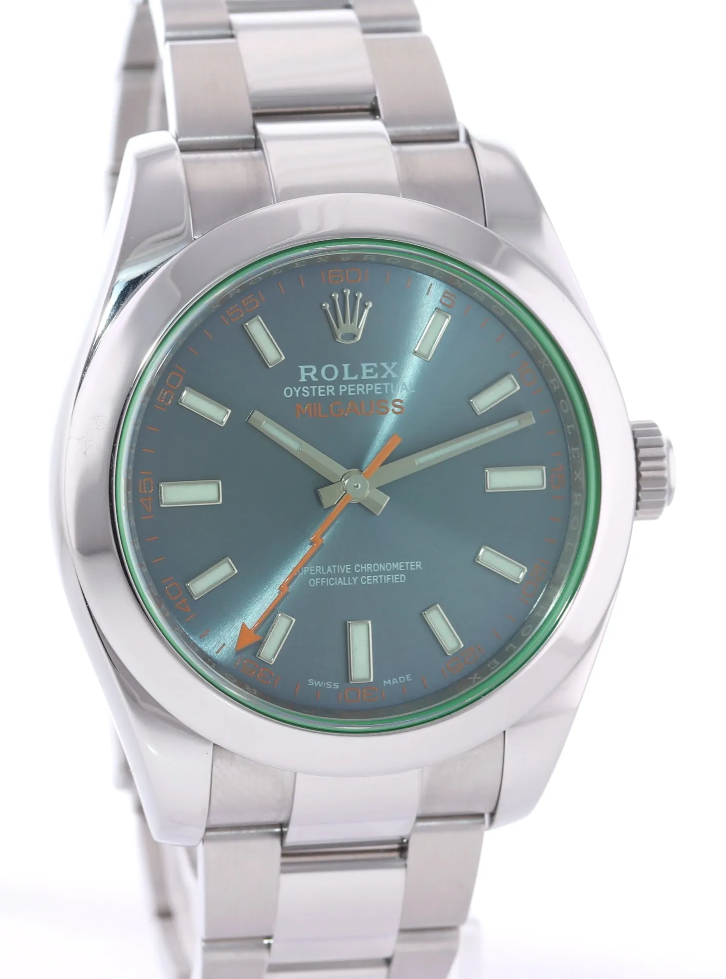 2017 PAPERS Rolex Milgauss Blue Dial Anniversary Green 116400GV Steel Watch Box