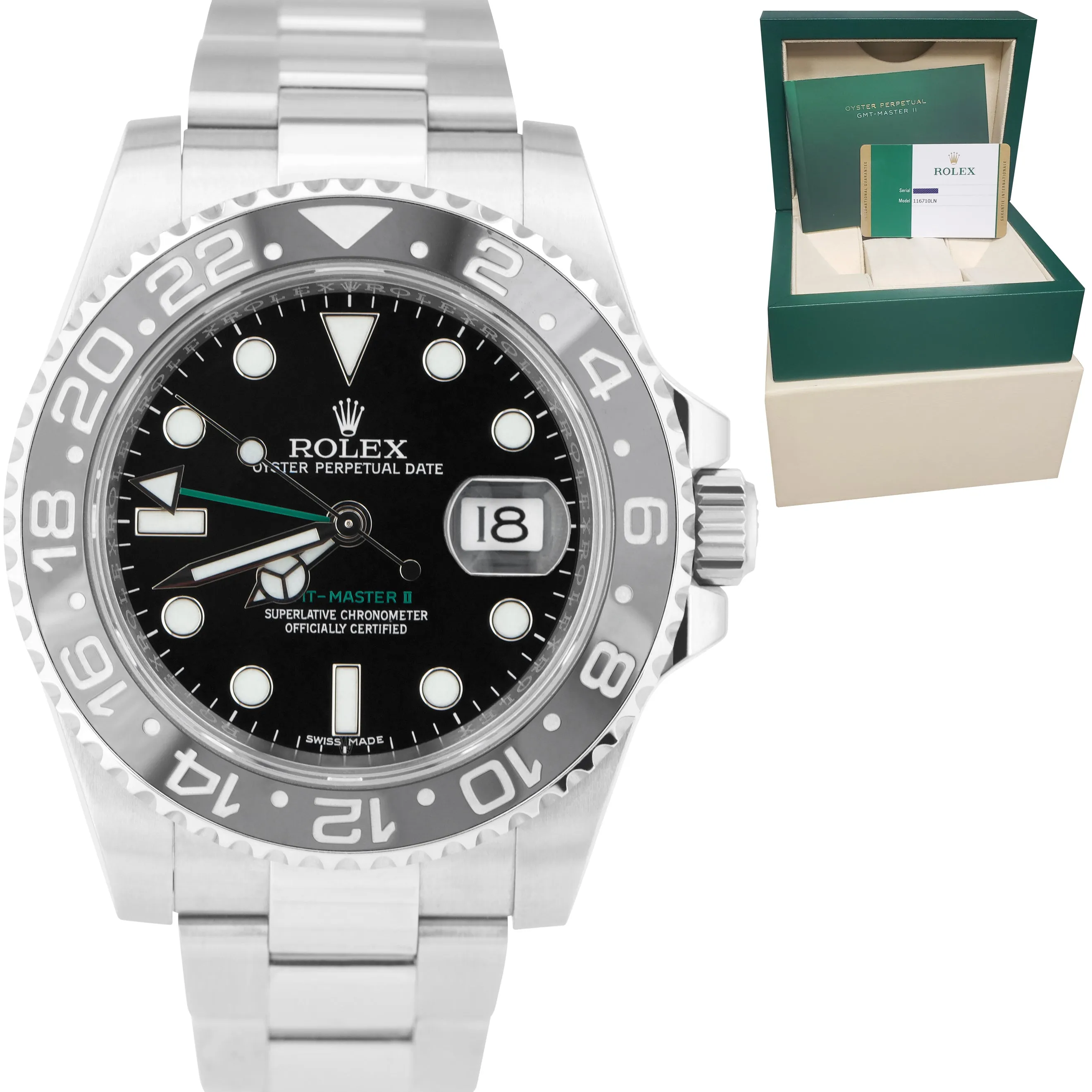 2017 Rolex GMT-Master II Stainless Steel Black 40mm Ceramic 116710 Date Watch
