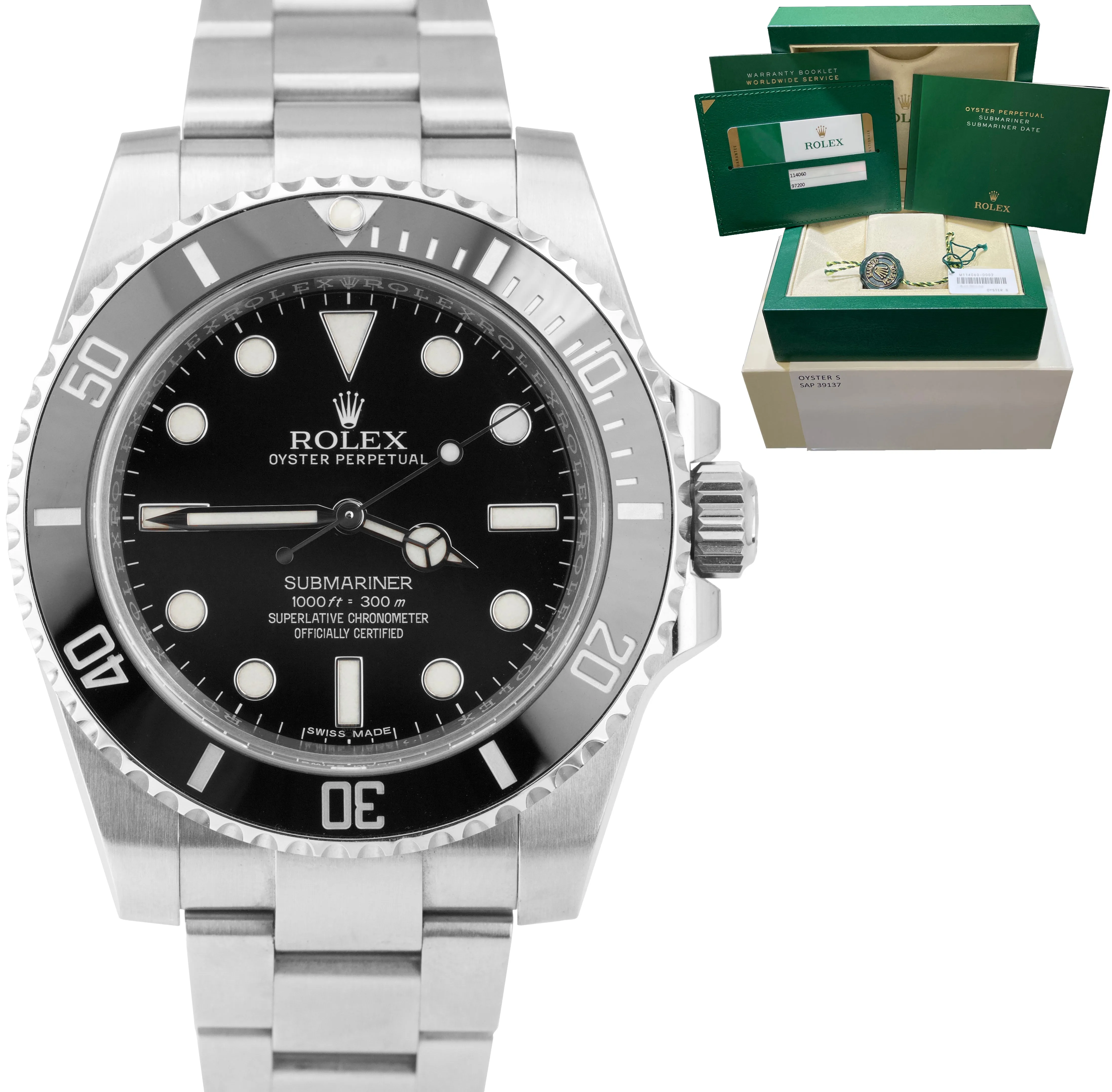 2017 Rolex Submariner No-Date Stainless 40mm Black Ceramic Dive Watch 114060