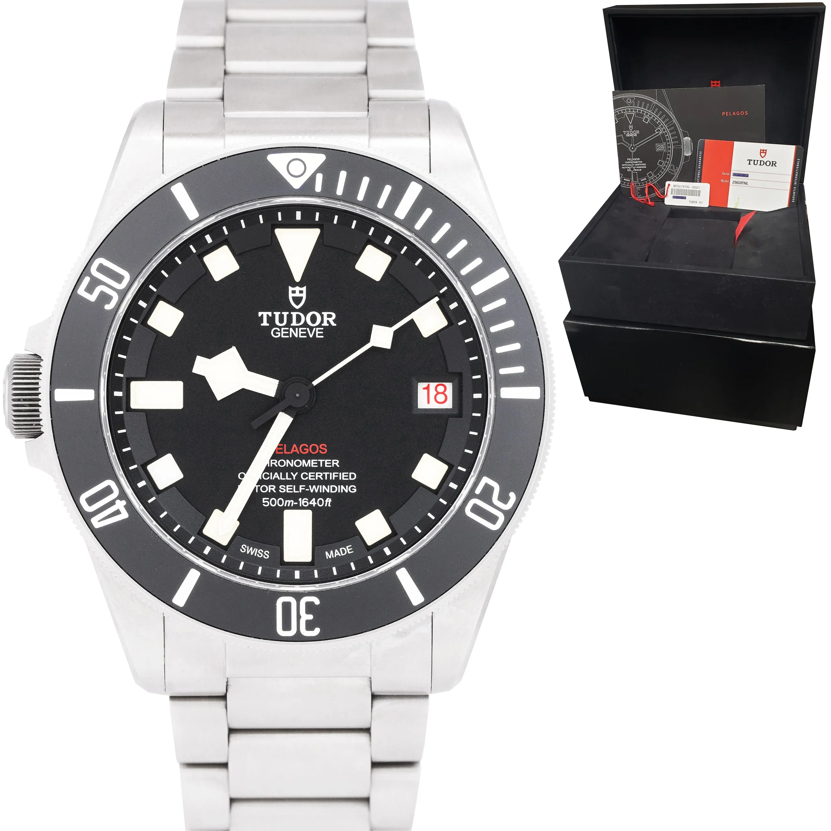 2018 Men's Tudor Pelagos LHD Black Titanium 42mm Dive Date Watch M25610TNL-0001