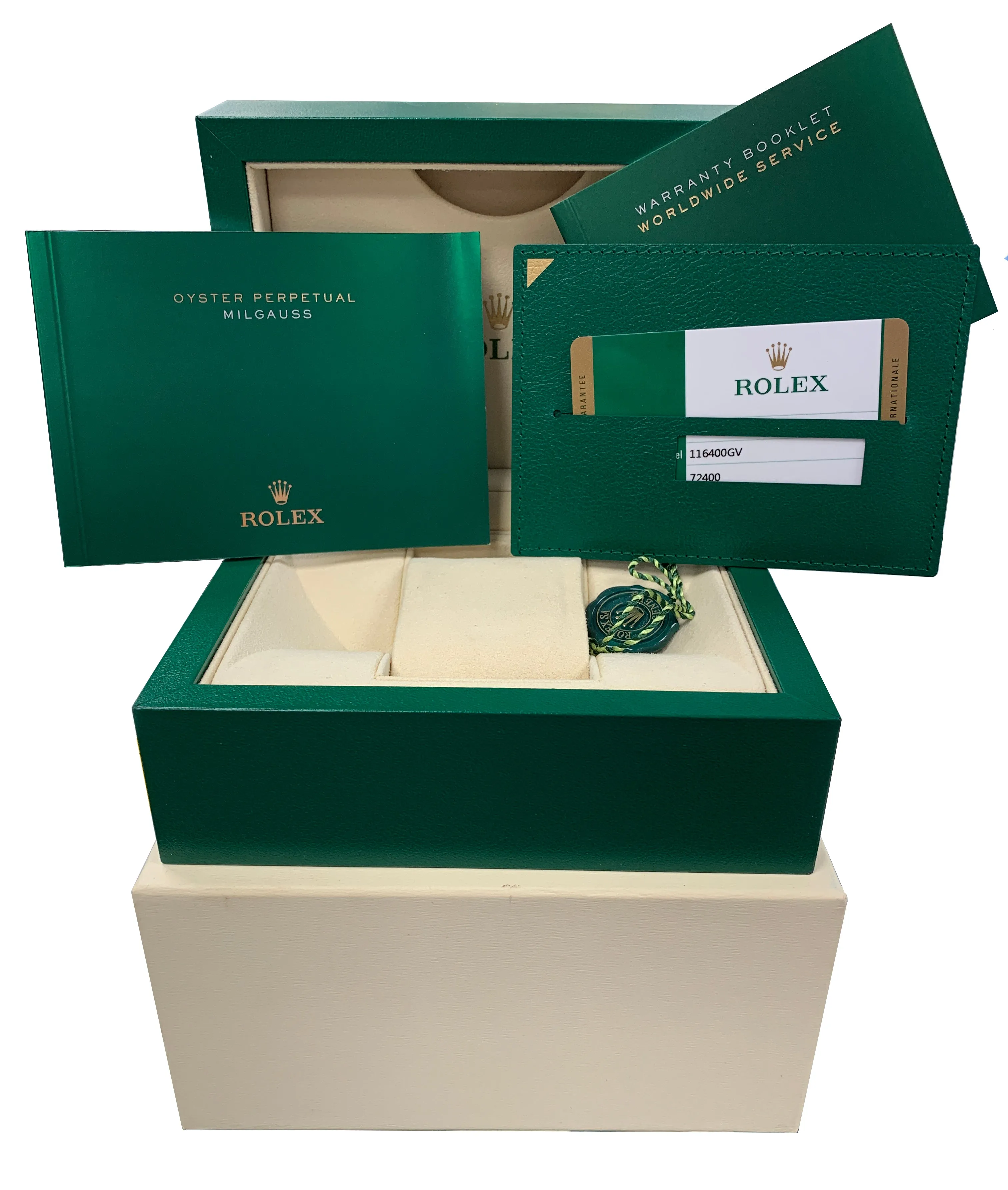 2018 MINT Rolex Milgauss Z-Blue Green Anniversary 40mm 116400 GV Stainless Watch