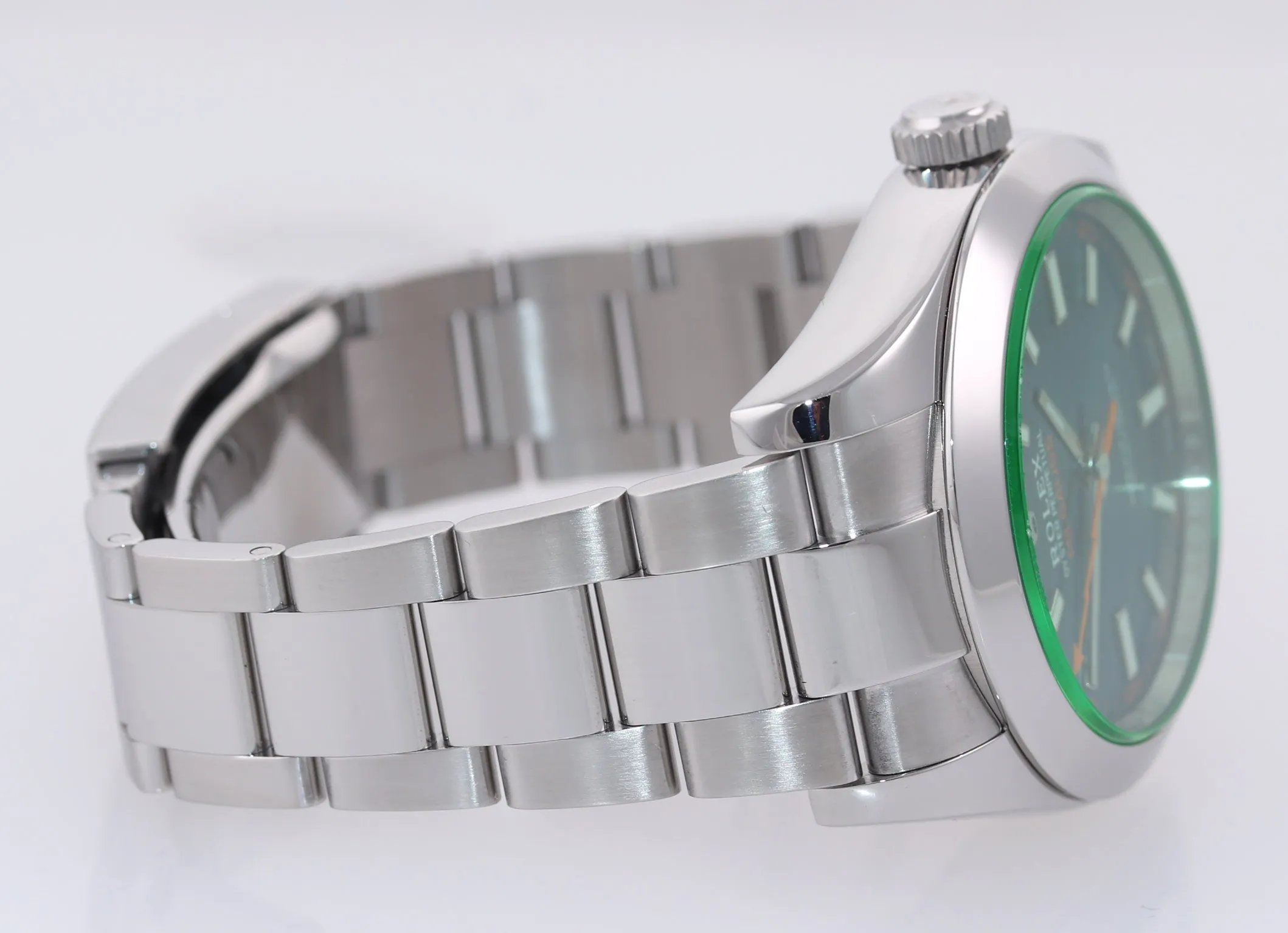 2018 PAPERS Rolex Milgauss Blue Dial Anniversary Green 116400GV Steel Watch