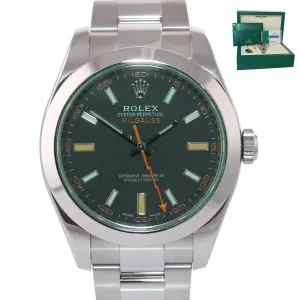 2018 PAPERS Rolex Milgauss Green Bezel Anniversary 116400gv Steel Black Watch