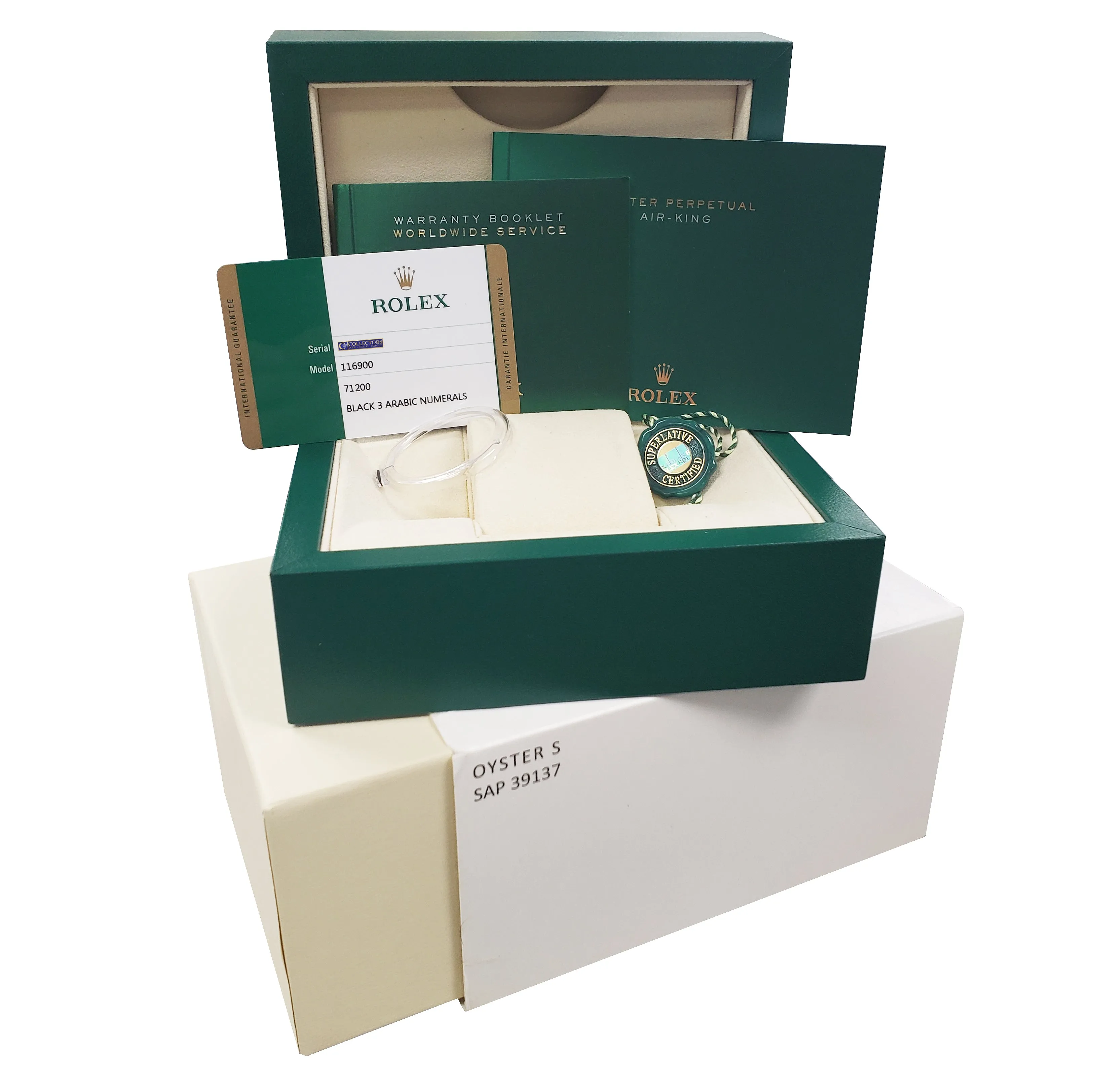 2018 Rolex Air-King 40mm Green Yellow Black Arabic Stainless Steel Watch 116900