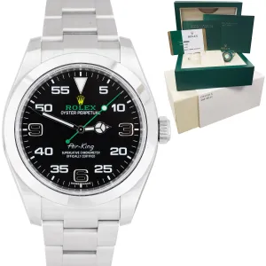 2018 Rolex Air-King 40mm Green Yellow Black Arabic Stainless Steel Watch 116900