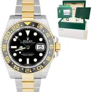 2018 Rolex GMT-Master II Ceramic Black Two-Tone Gold 40mm Watch FULL SET 116713
