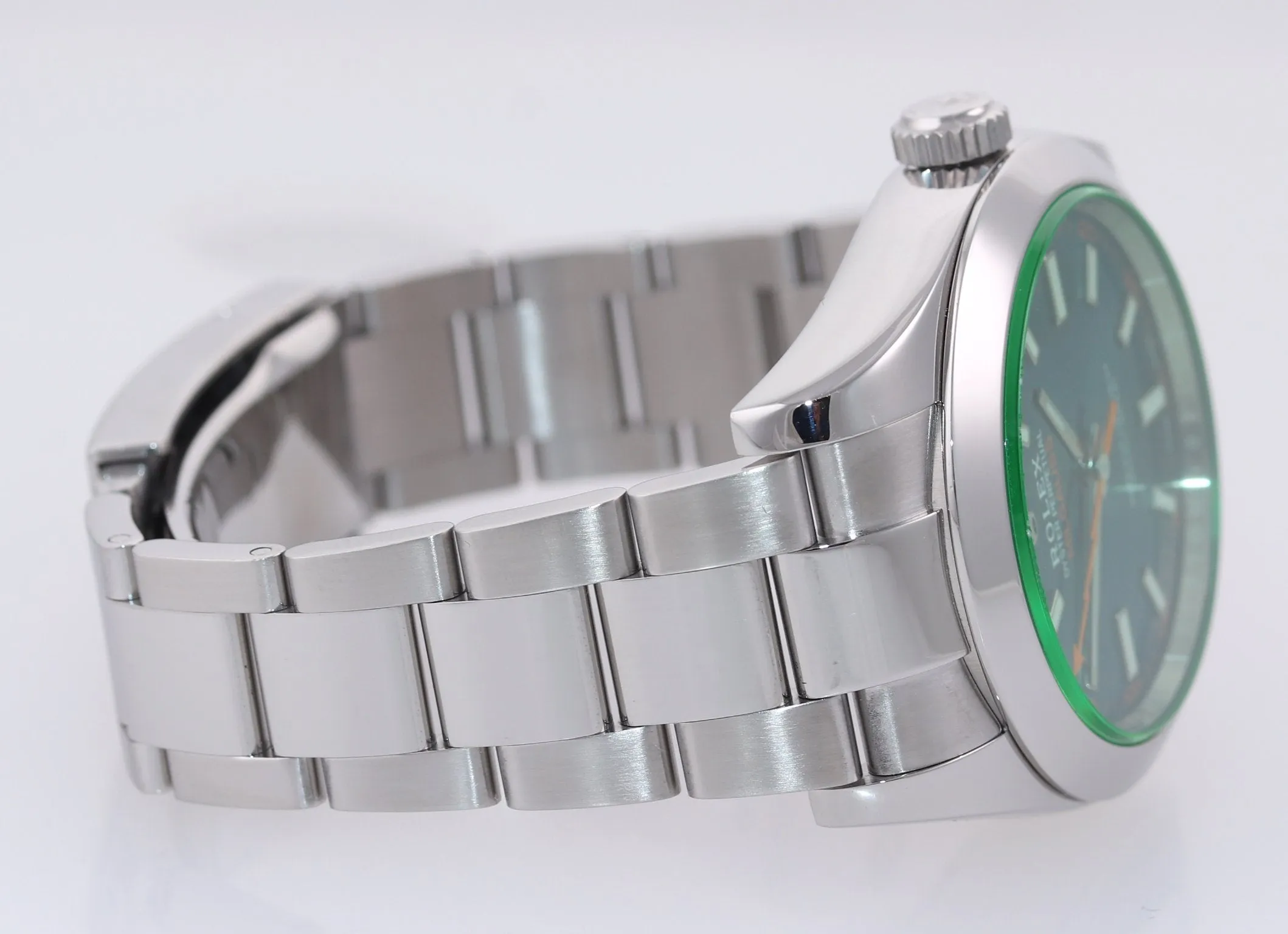 2019 PAPERS Rolex Milgauss Blue Dial Anniversary Green 116400GV Steel Watch
