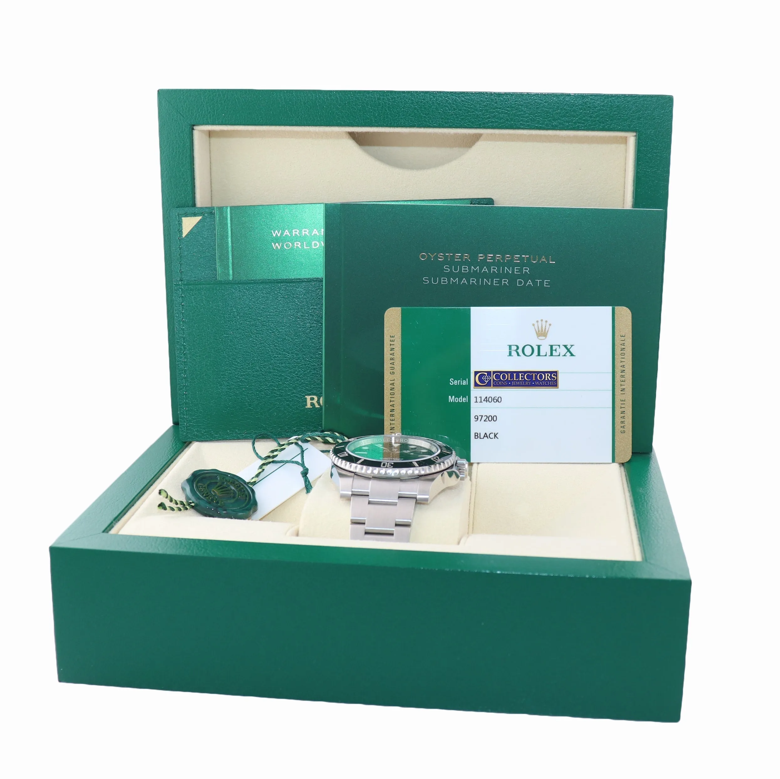2019 PAPERS Rolex Submariner No Date 114060 Steel Black Ceramic Watch Box