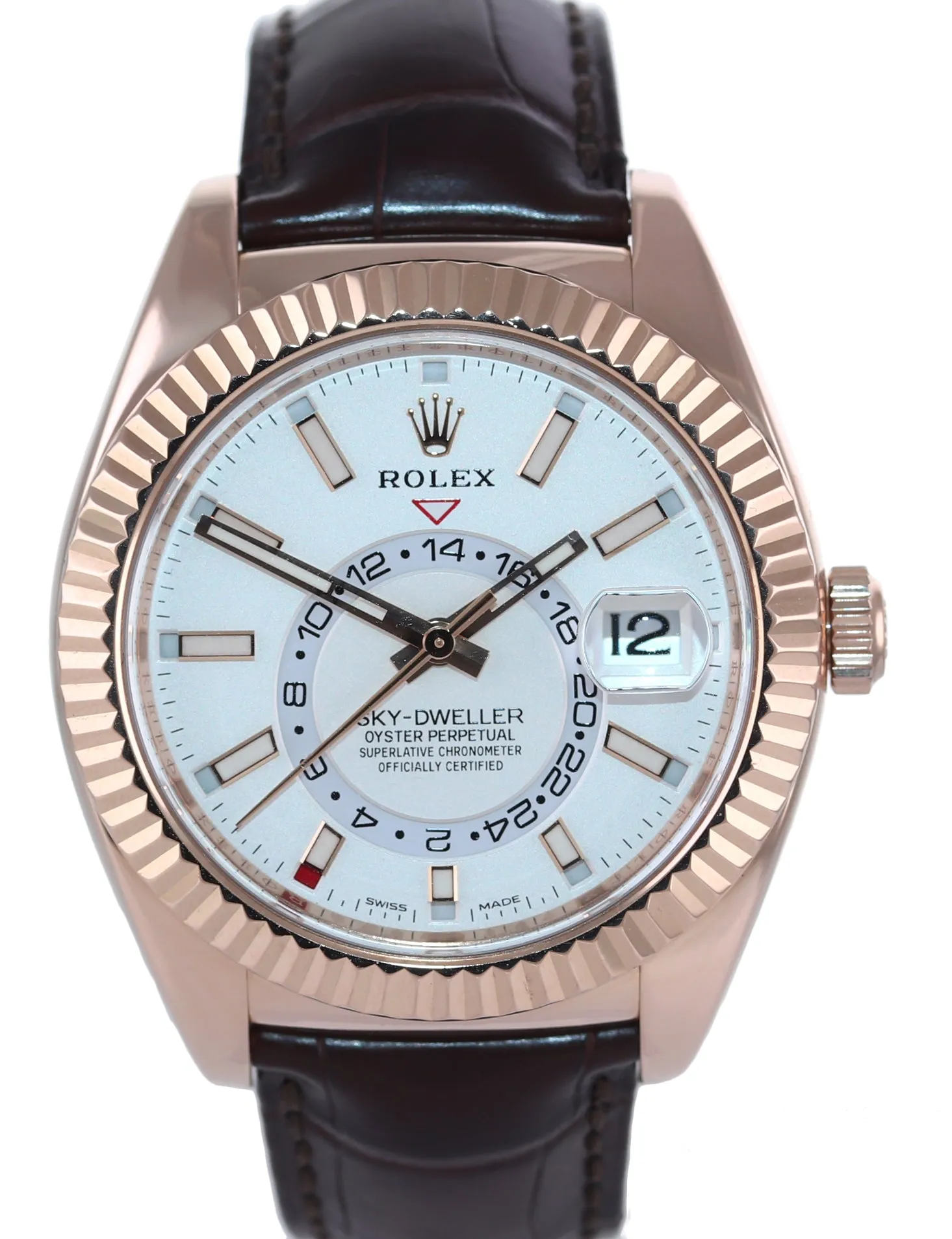 2019 Rolex Sky-Dweller 18K Rose Gold 326135 42mm White Leather Watch Box