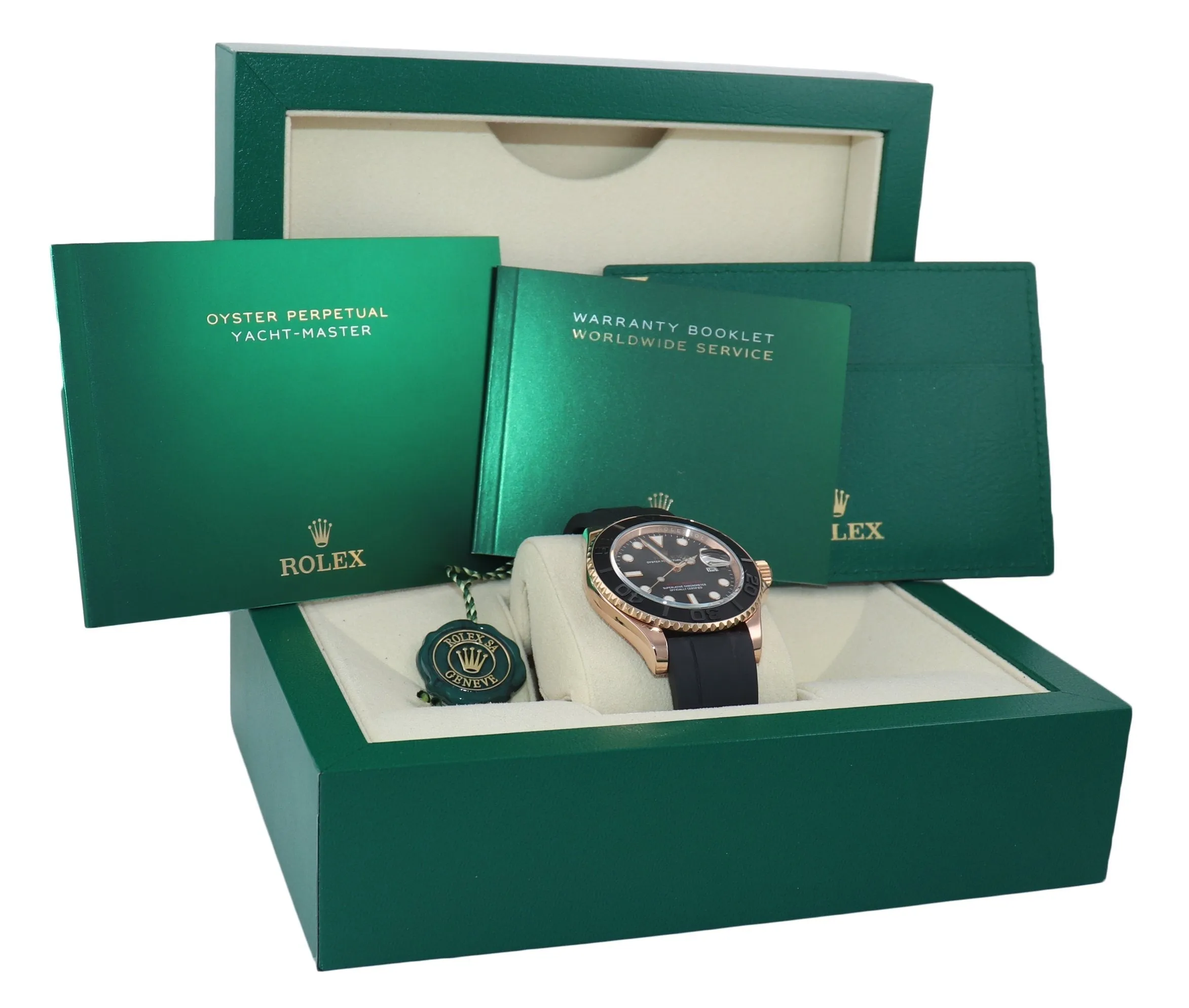 2019 Rolex Yacht-Master 116655 Everose Gold 40mm Black Oysterflex Watch Box