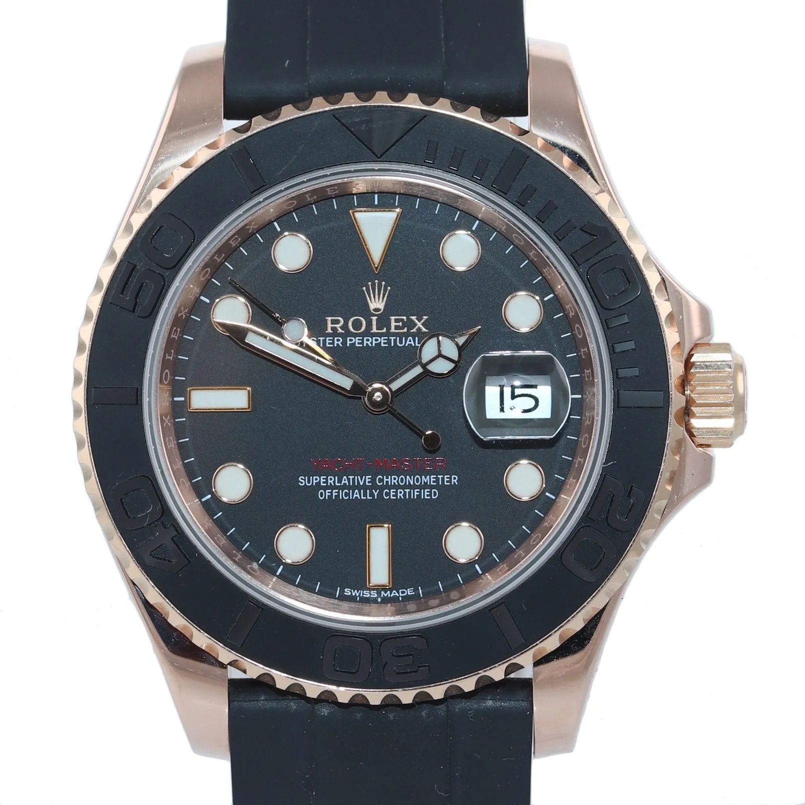 2019 Rolex Yacht-Master 116655 Everose Gold 40mm Black Oysterflex Watch Box