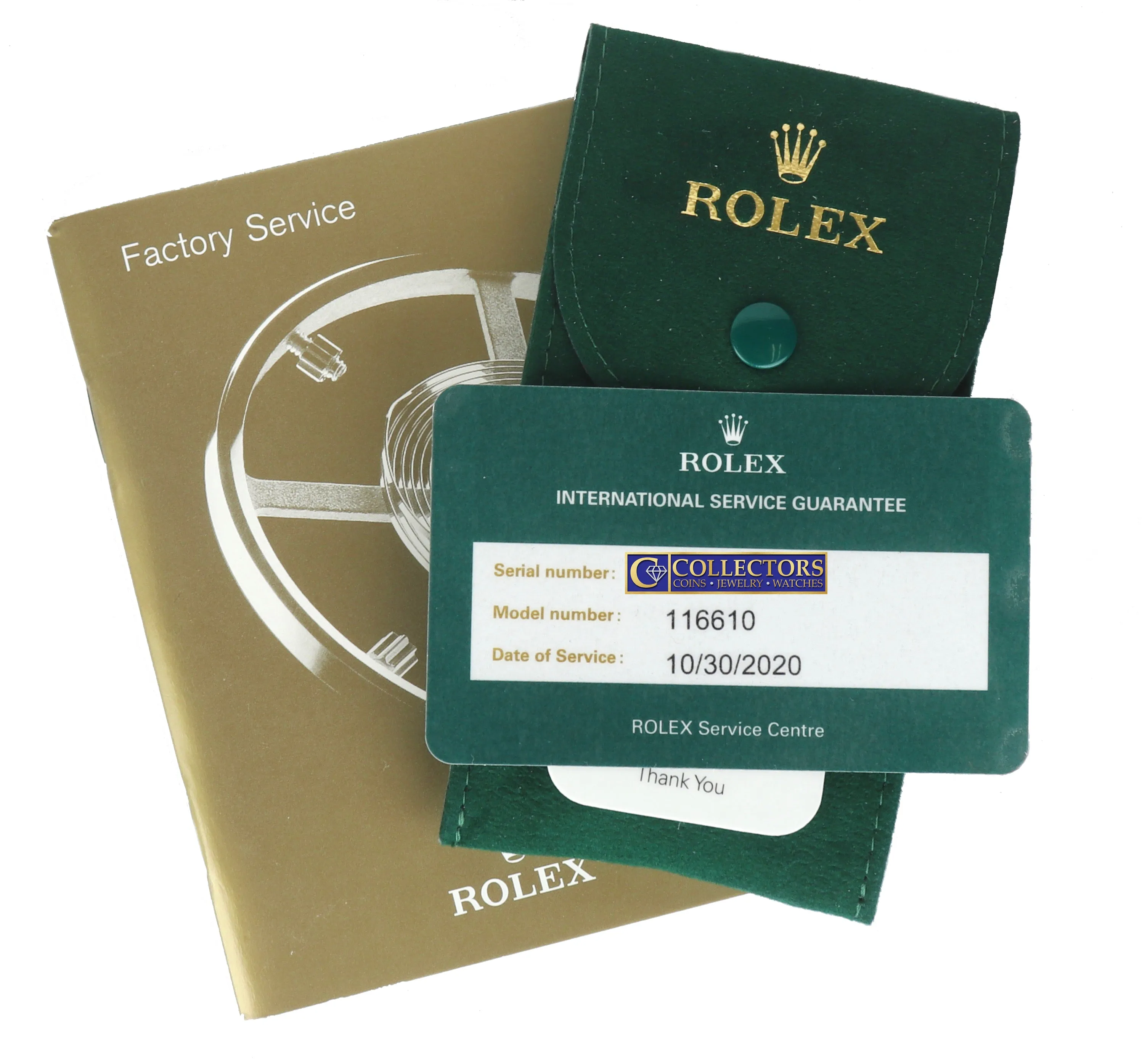2020 ROLEX SERVICE RSC Submariner Date 116610 Stainless Black Ceramic 40mm Dive
