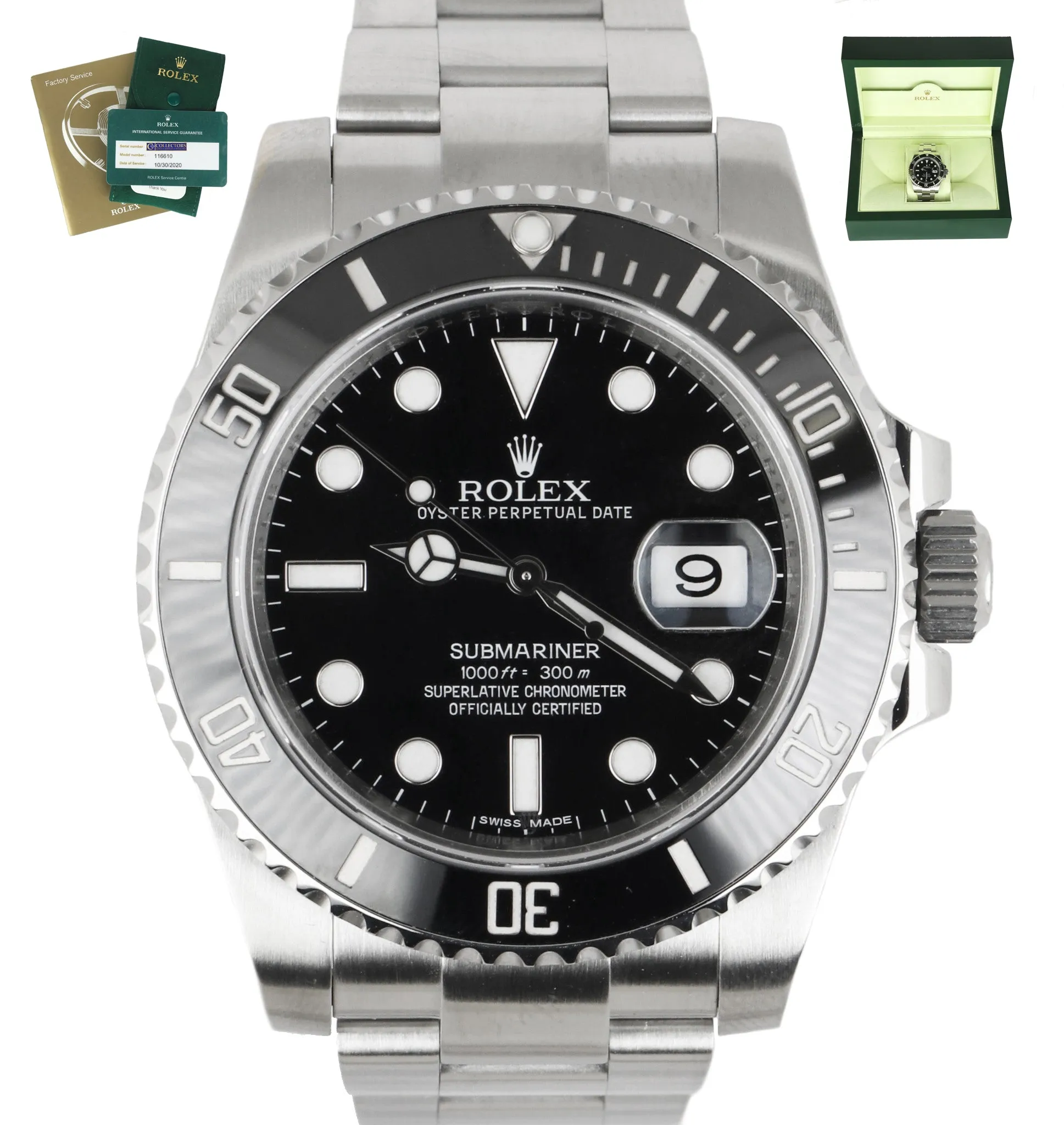 2020 ROLEX SERVICE RSC Submariner Date 116610 Stainless Black Ceramic 40mm Dive