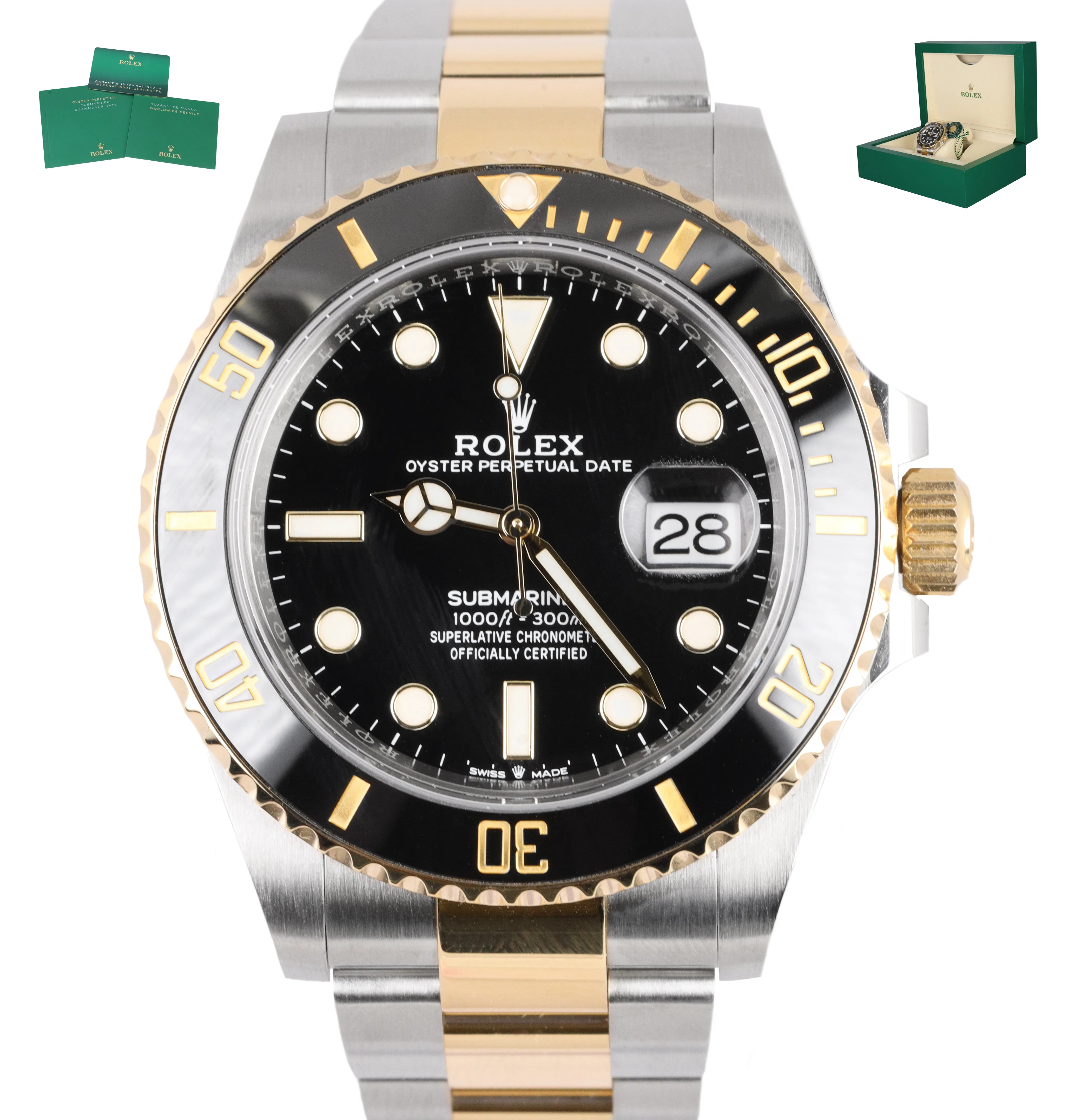 2020 Rolex Submariner 41mm Black Ceramic 126613 LN Two-Tone Gold Steel Watch