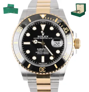 2020 Rolex Submariner 41mm Black Ceramic 126613 LN Two-Tone Gold Steel Watch