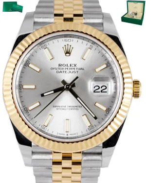 2021 Rolex Datejust 41mm Slate Jubilee Silver Stick 126333 Two-Tone Watch
